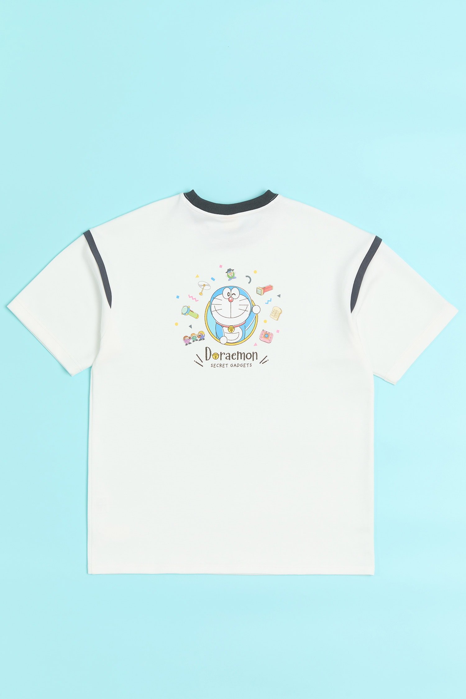 哆啦A夢 秘密道具 撞色太空棉印花短袖上衣