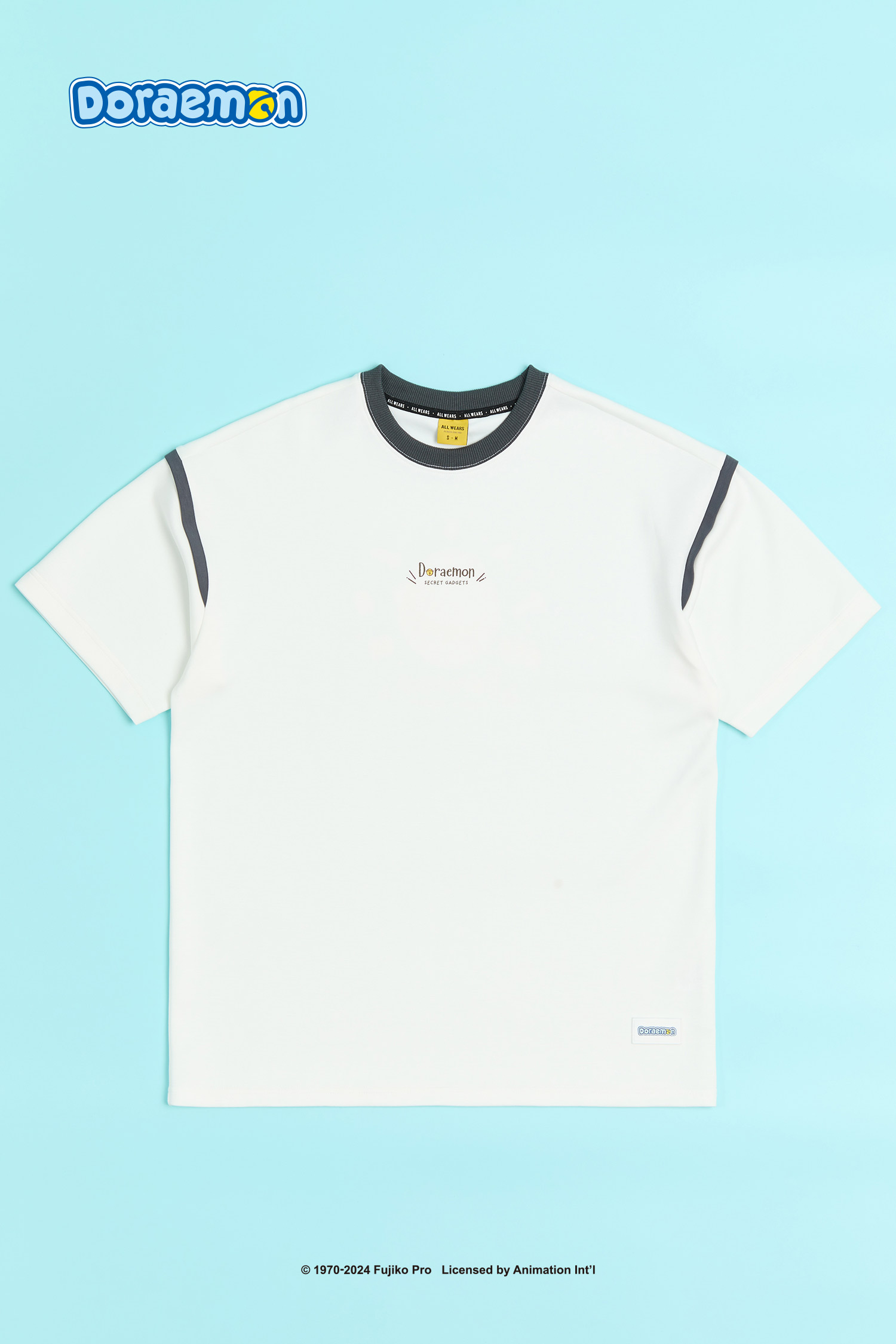 哆啦A夢 秘密道具 撞色太空棉印花短袖上衣