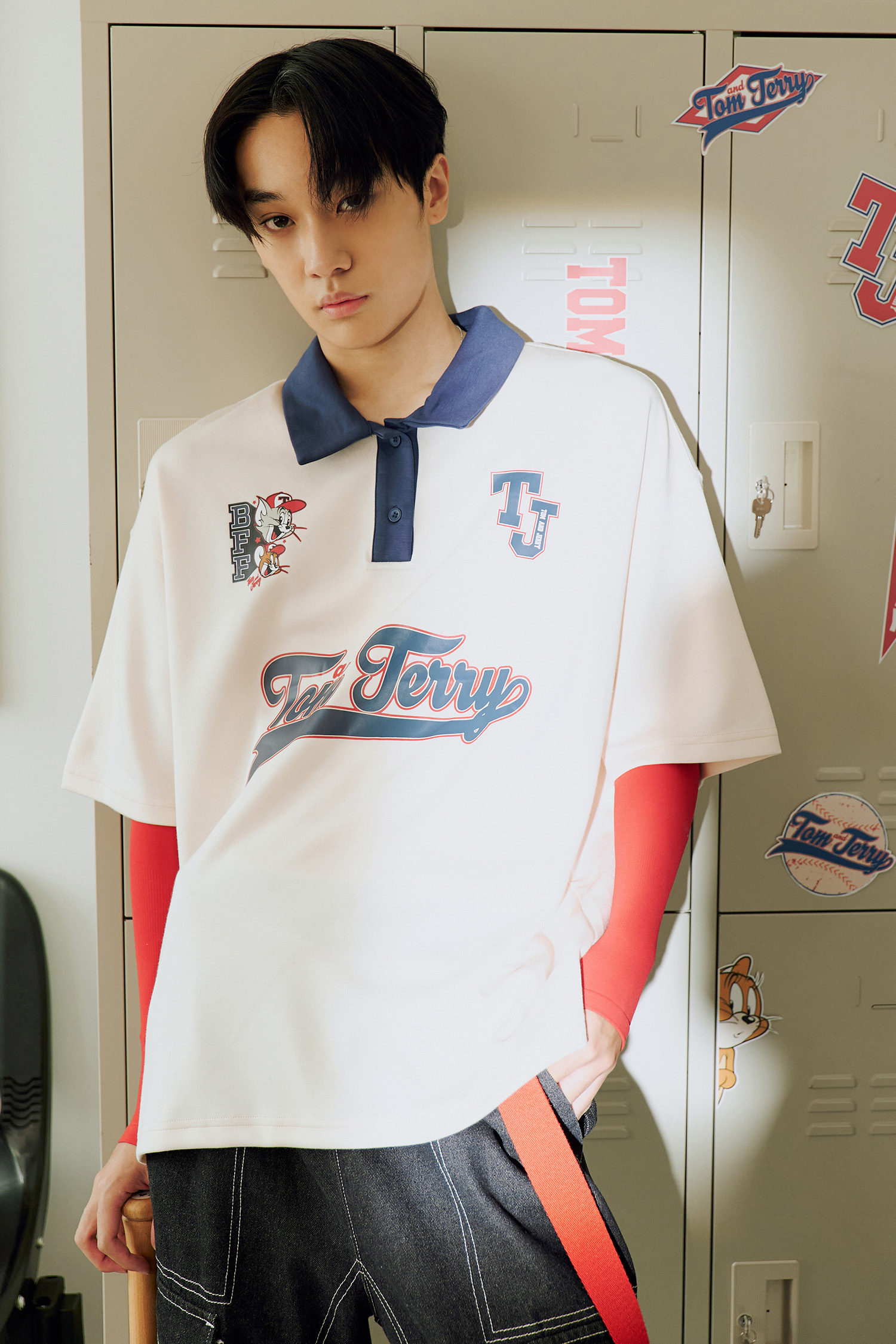 TOM AND JERRY 太空棉半開襟短袖上衣