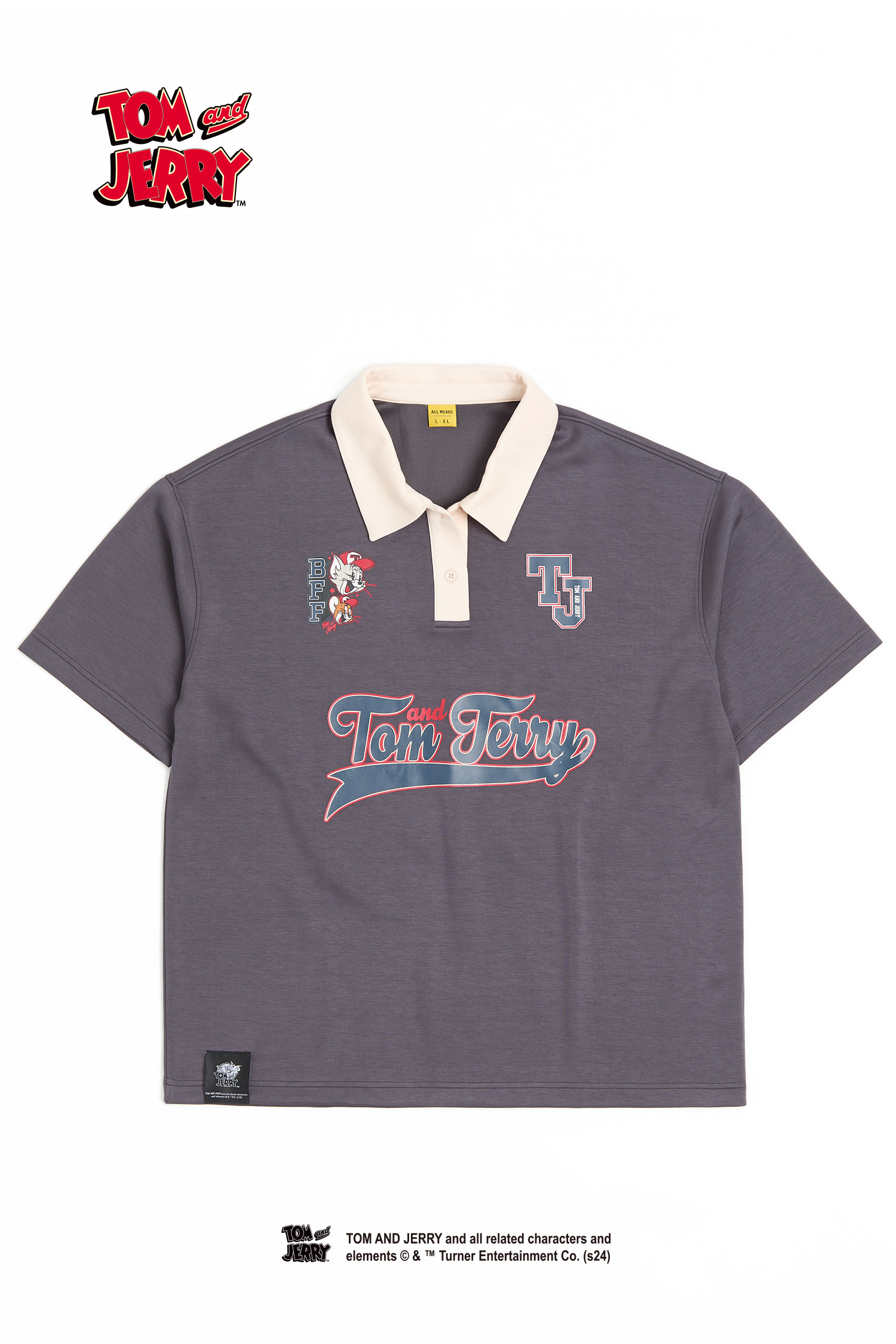 TOM AND JERRY 太空棉半開襟短袖上衣