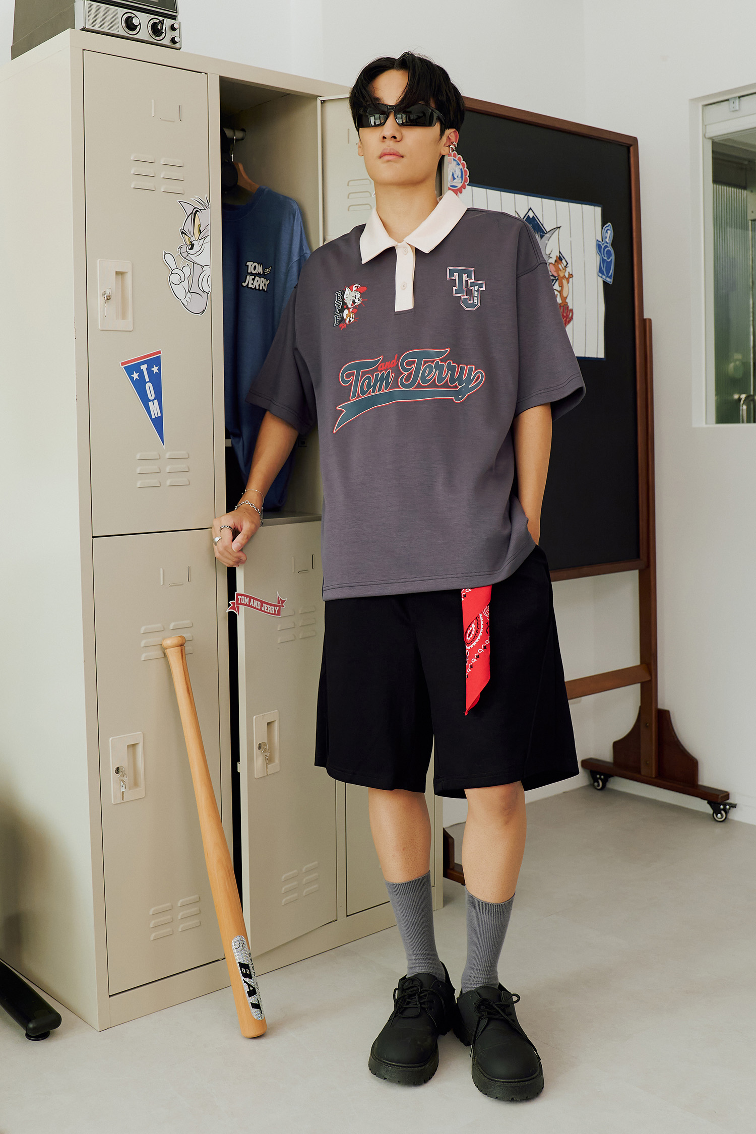 TOM AND JERRY 太空棉半開襟短袖上衣