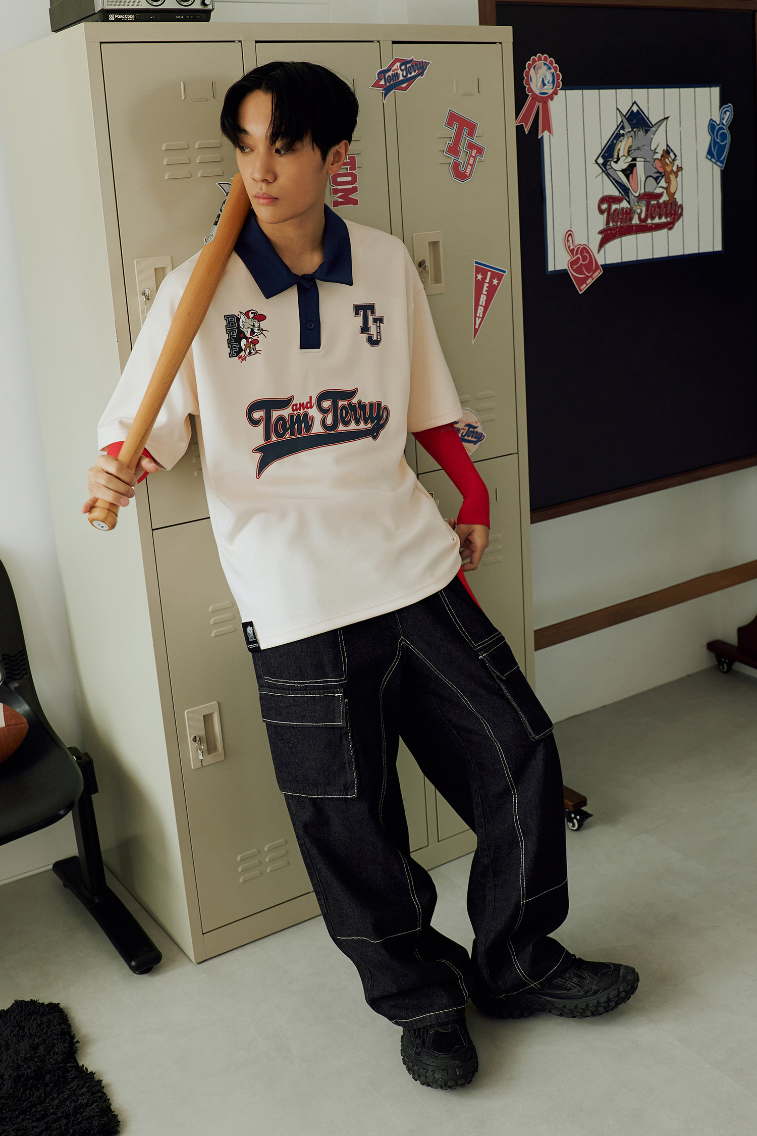 TOM AND JERRY 太空棉半開襟短袖上衣