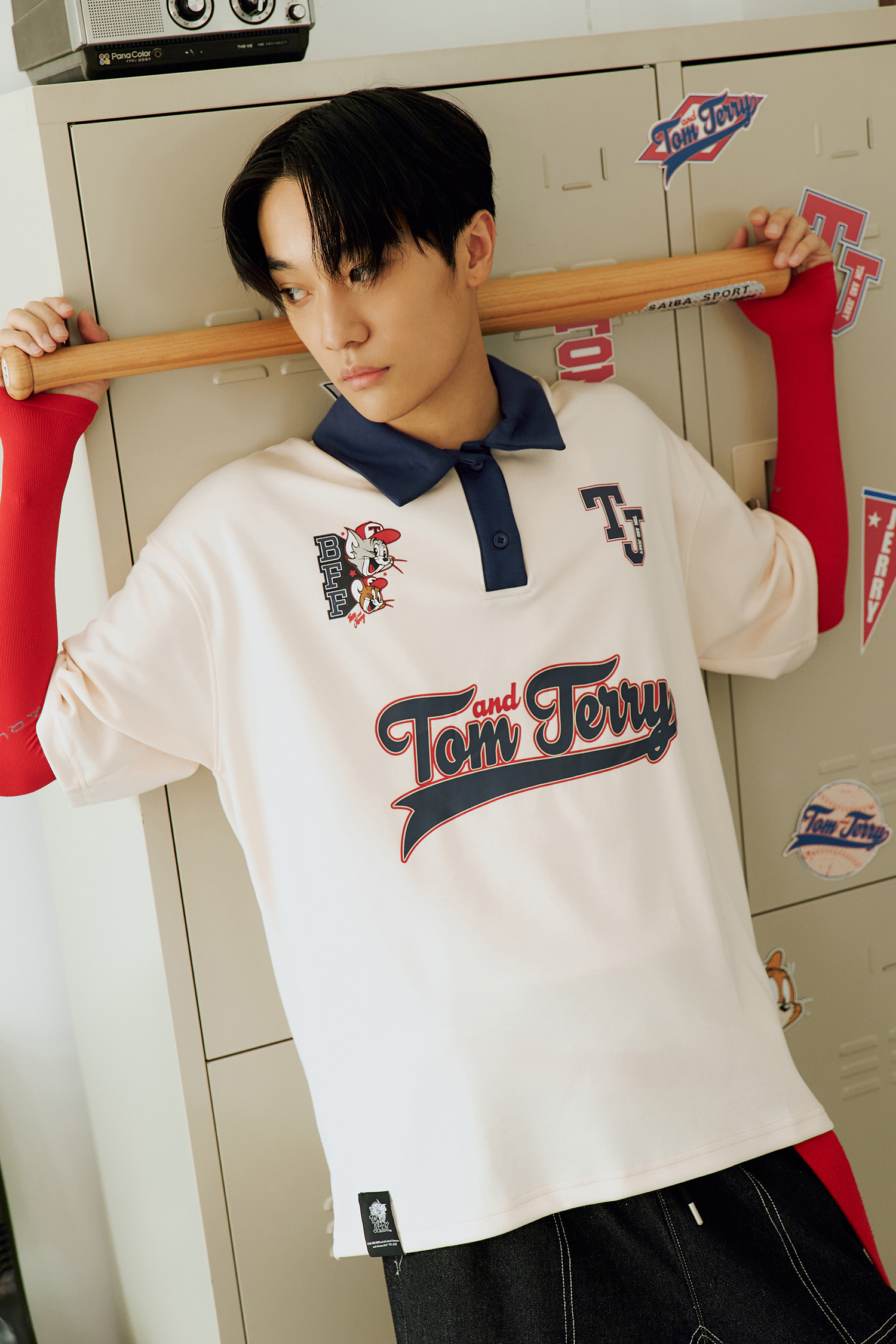 TOM AND JERRY 太空棉半開襟短袖上衣