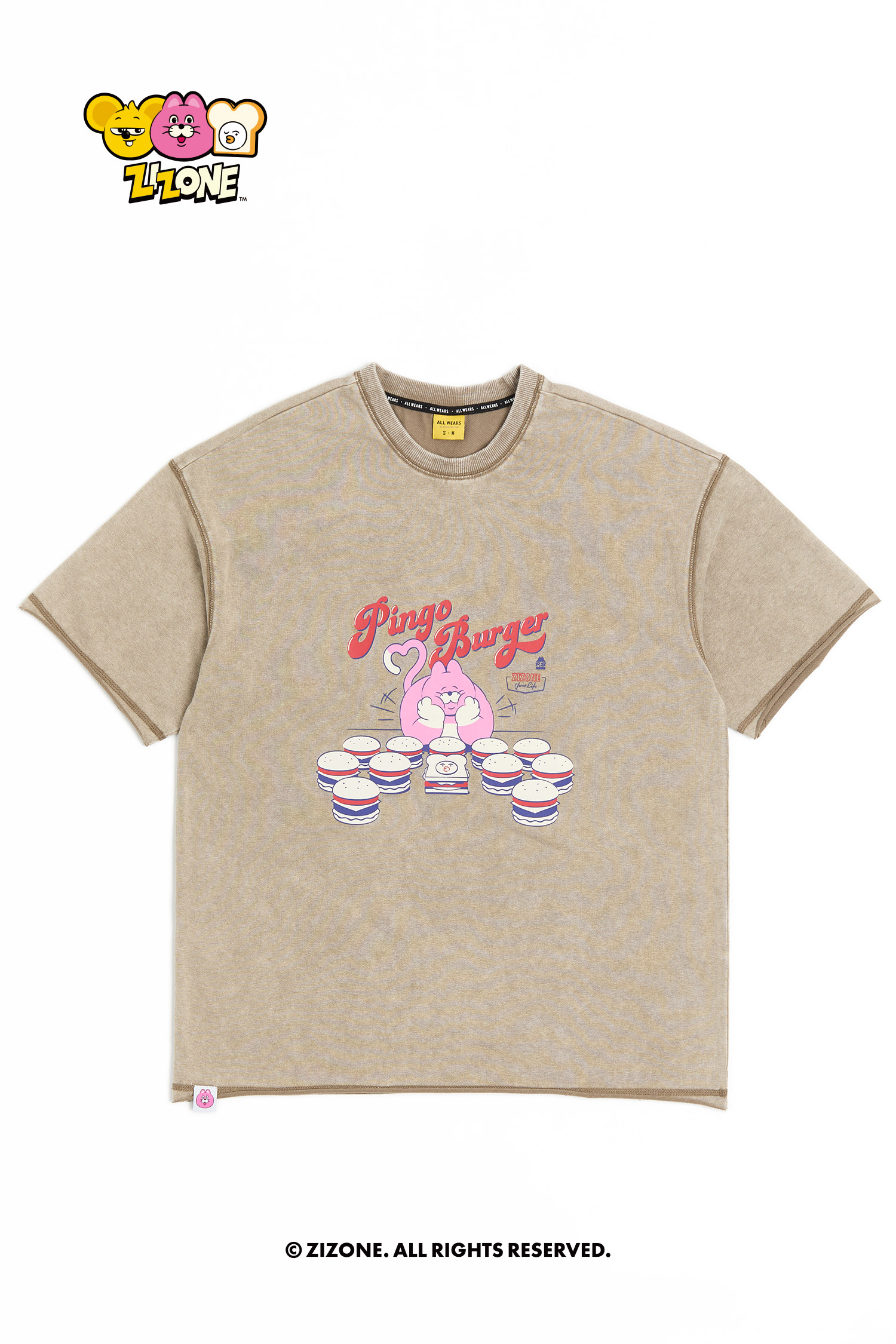 ZIZONE 復古水洗短袖上衣