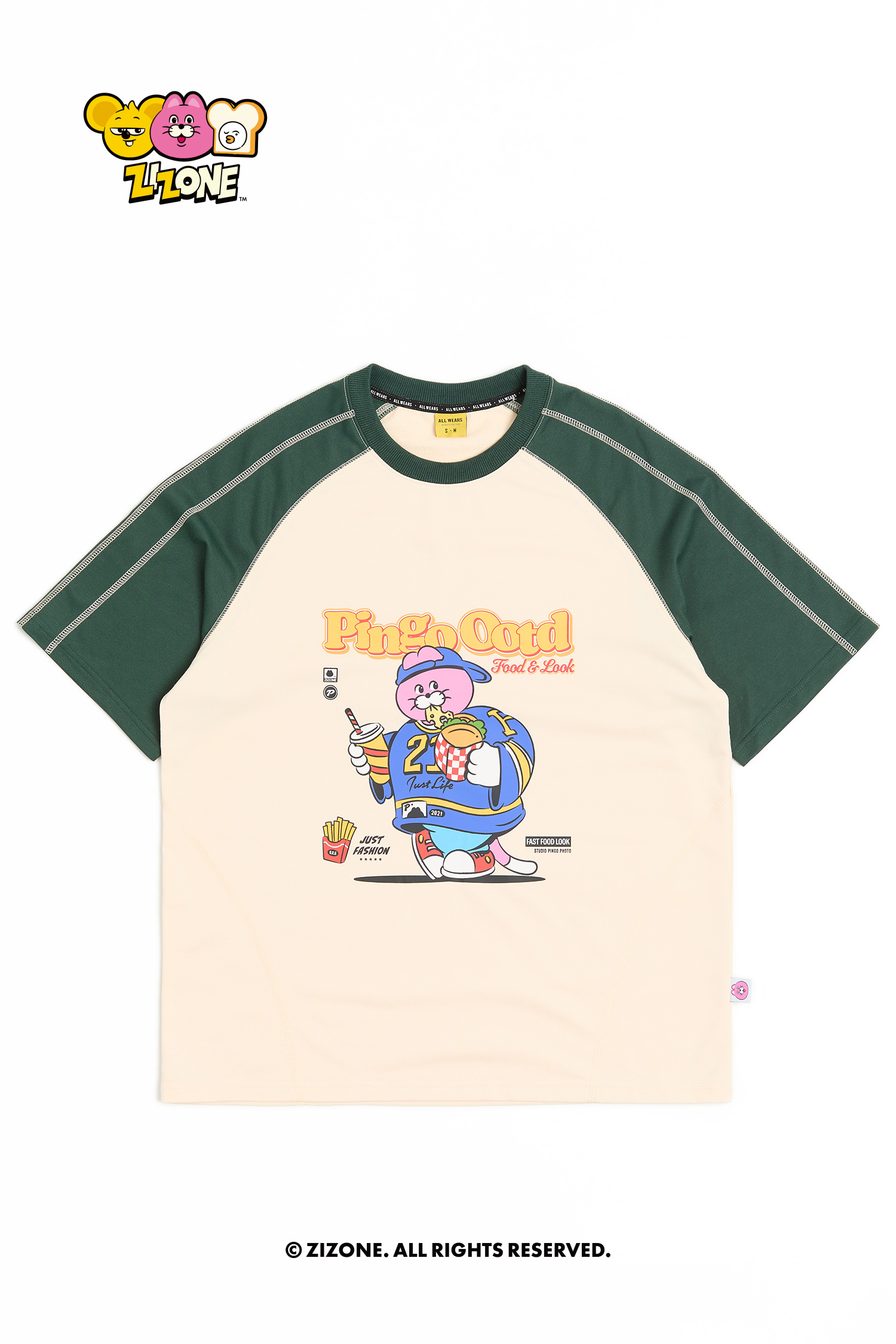 ZIZONE 復古撞色短袖上衣