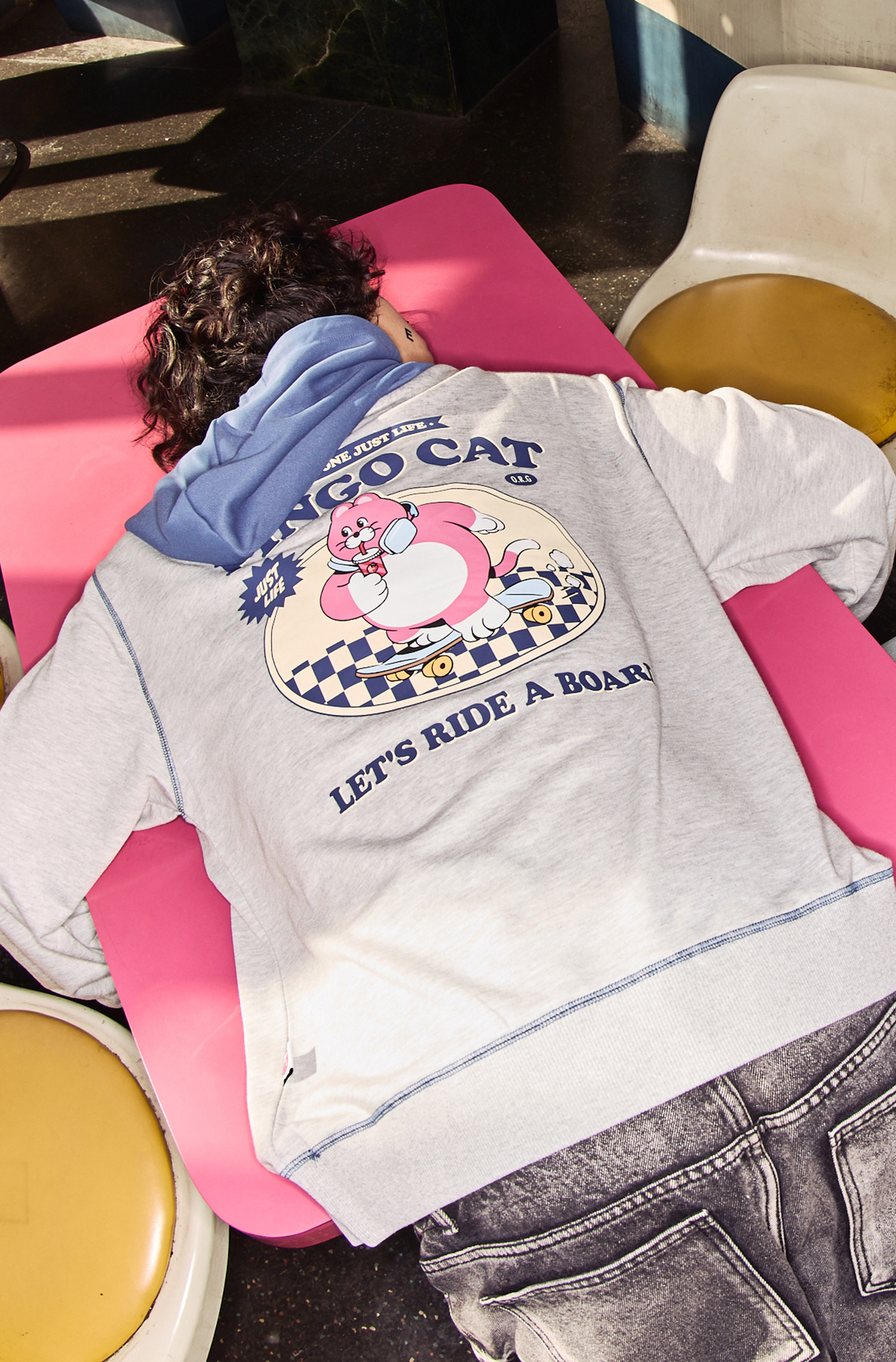 ZIZONE 撞色連帽長袖上衣