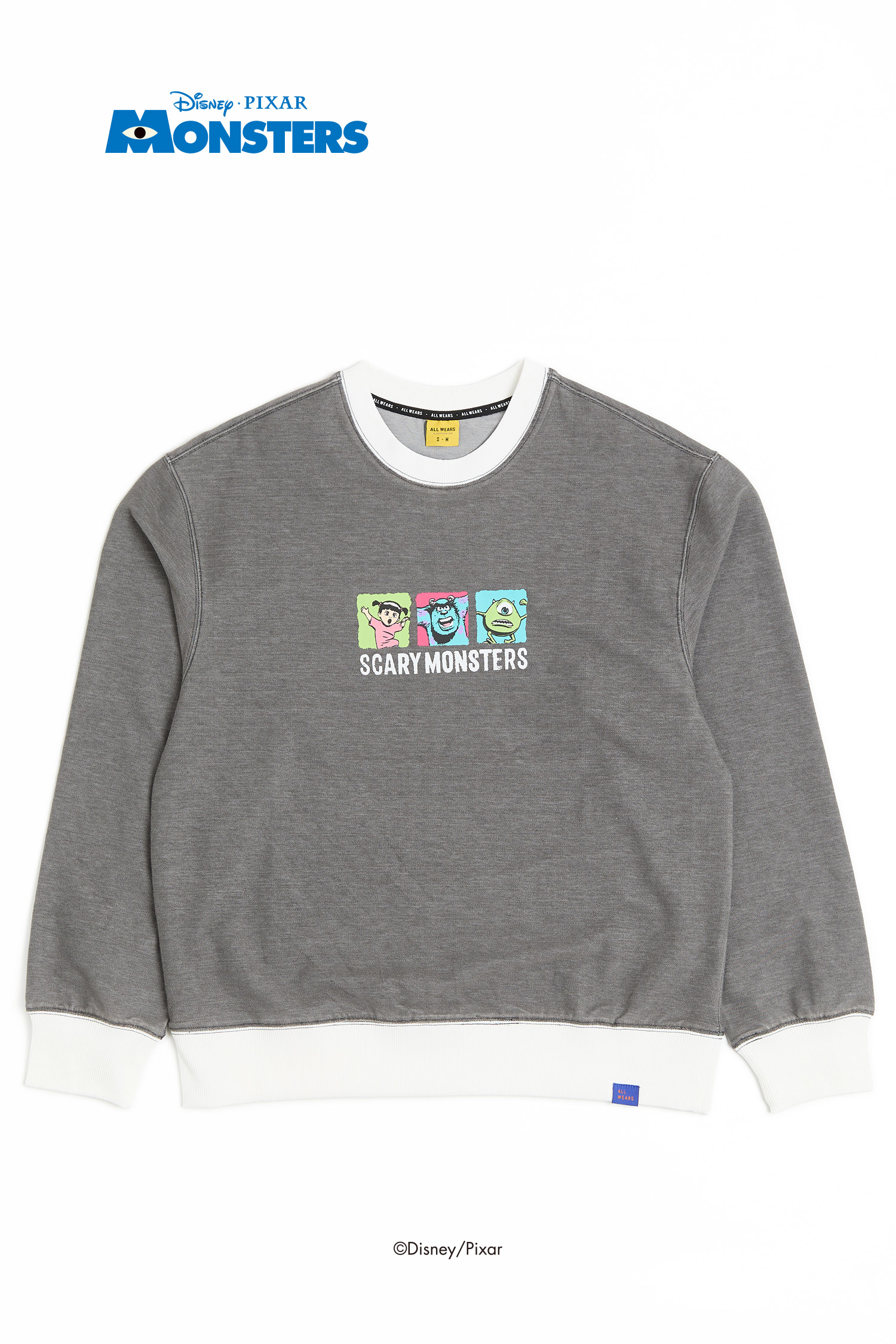 怪獸大學 撞色牛仔印花長袖上衣