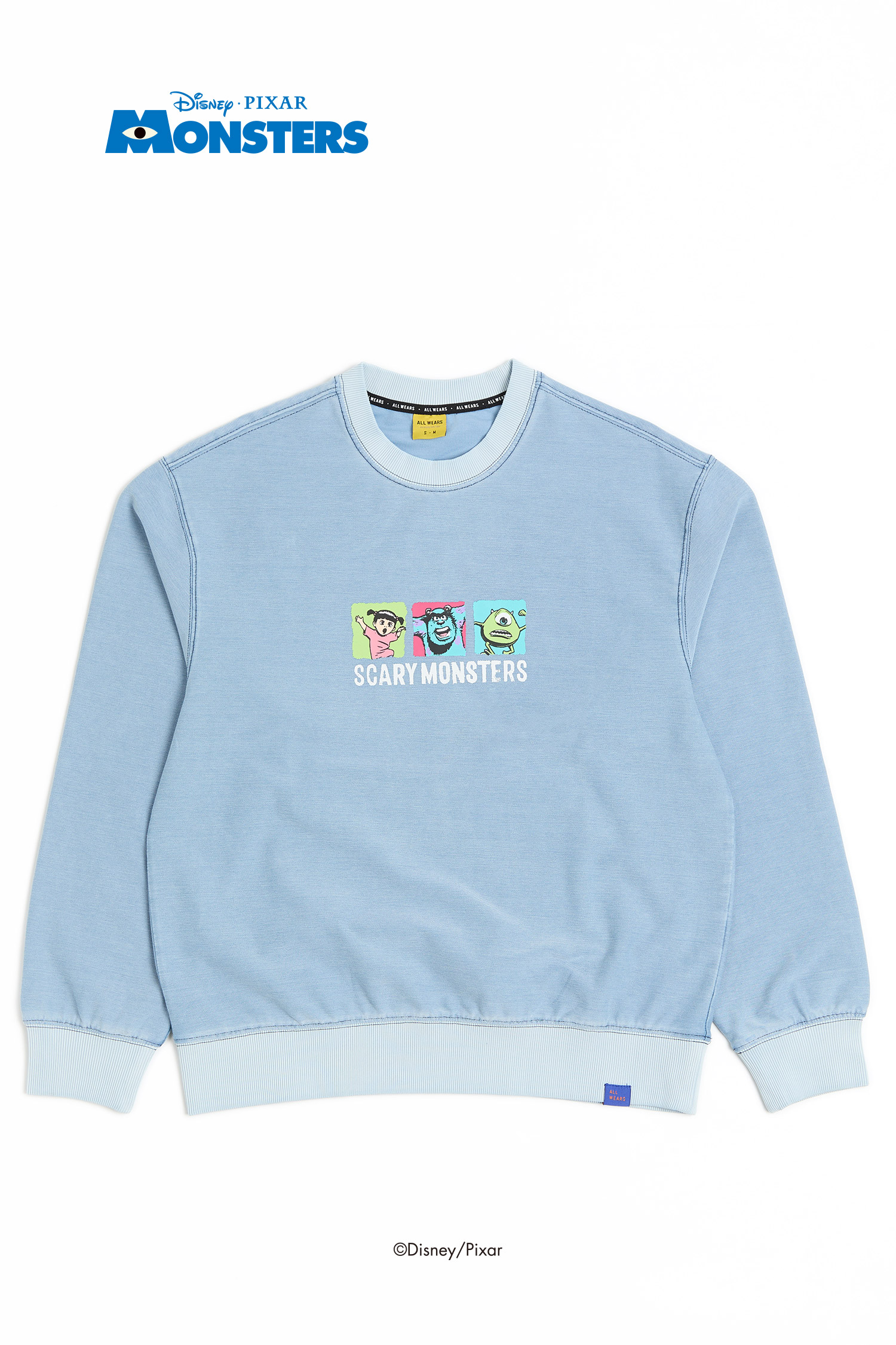 怪獸大學 撞色牛仔印花長袖上衣