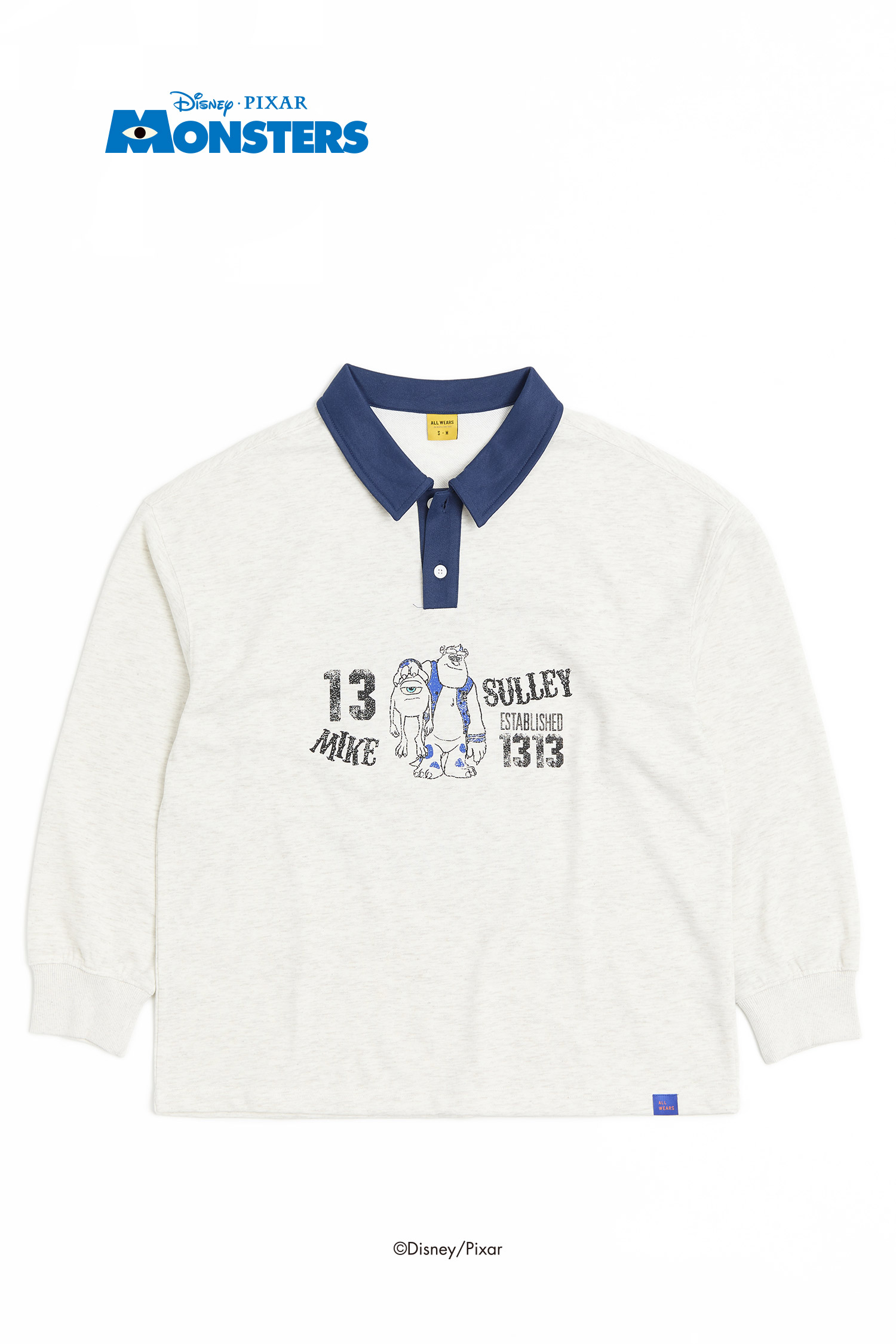 怪獸大學 半開襟撞色印花長袖上衣