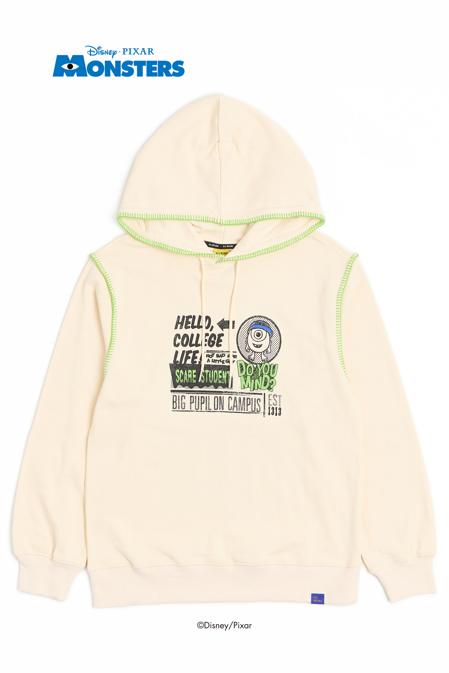 怪獸大學 撞色印花連帽長袖上衣