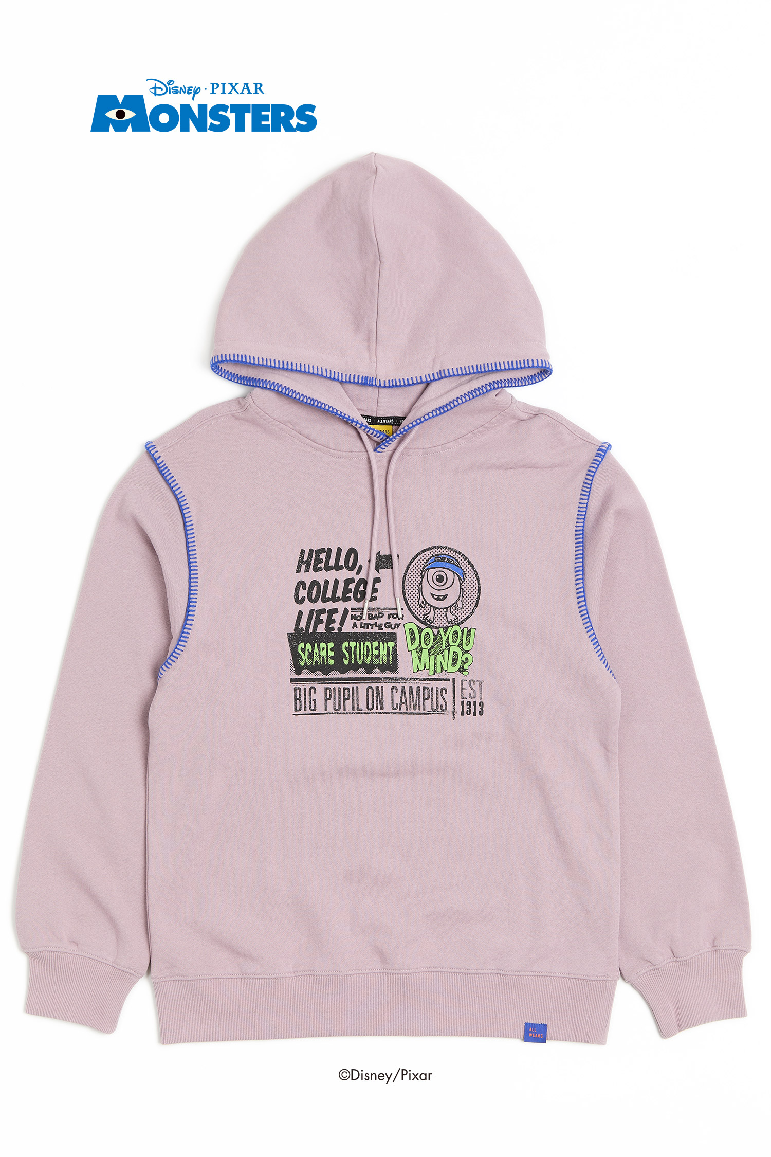 怪獸大學 撞色印花連帽長袖上衣