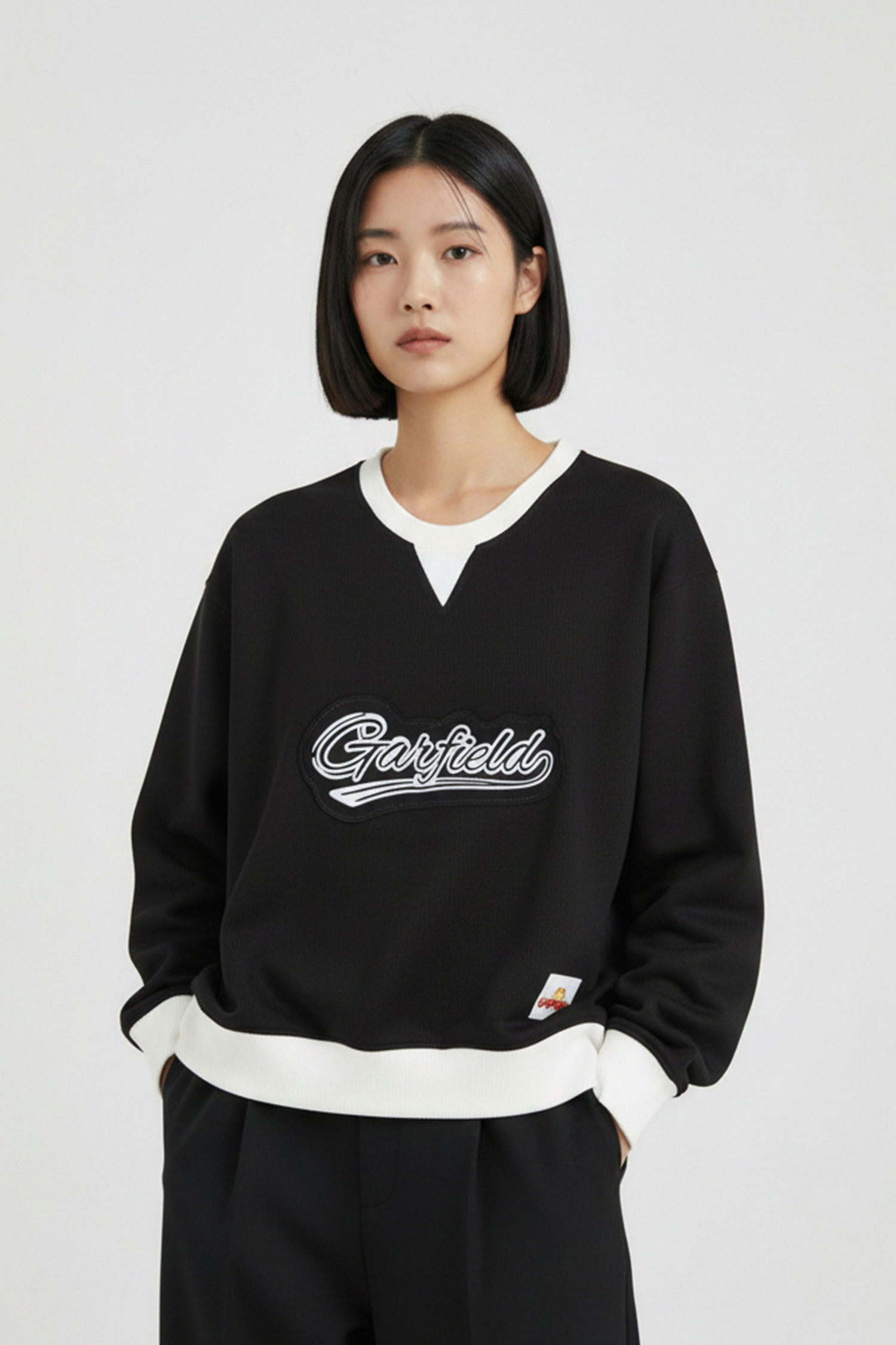 加菲貓 俱樂部 貼布繡長袖上衣