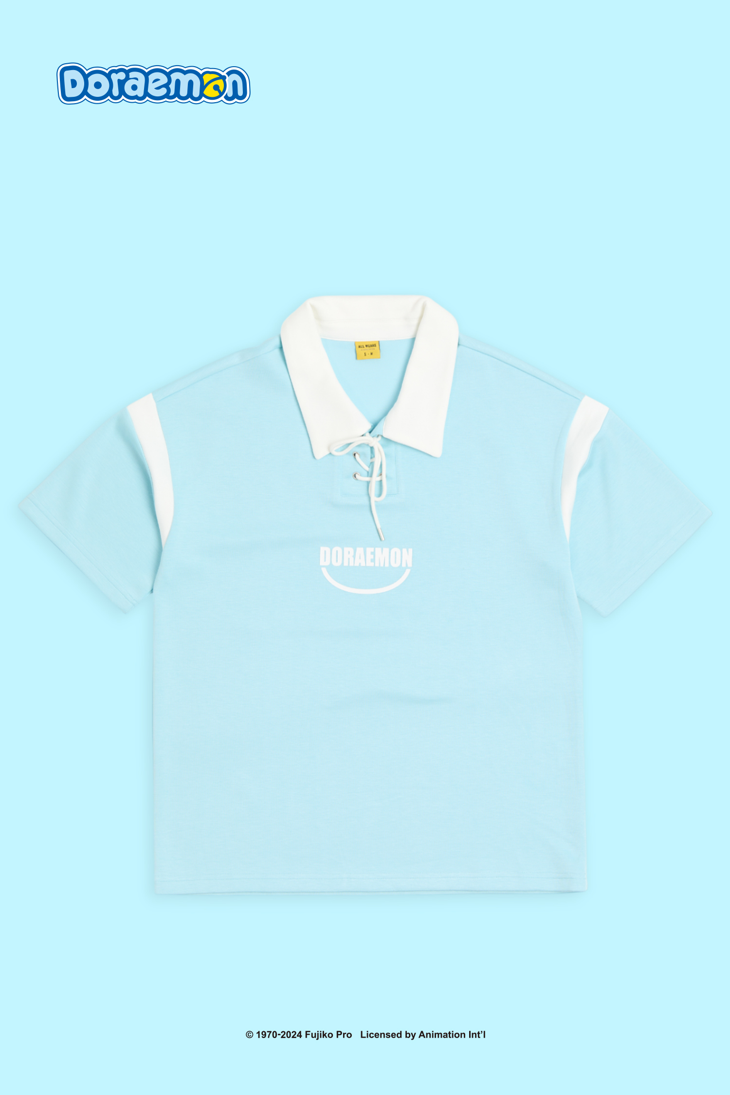 哆啦A夢 綁繩半開襟短袖上衣