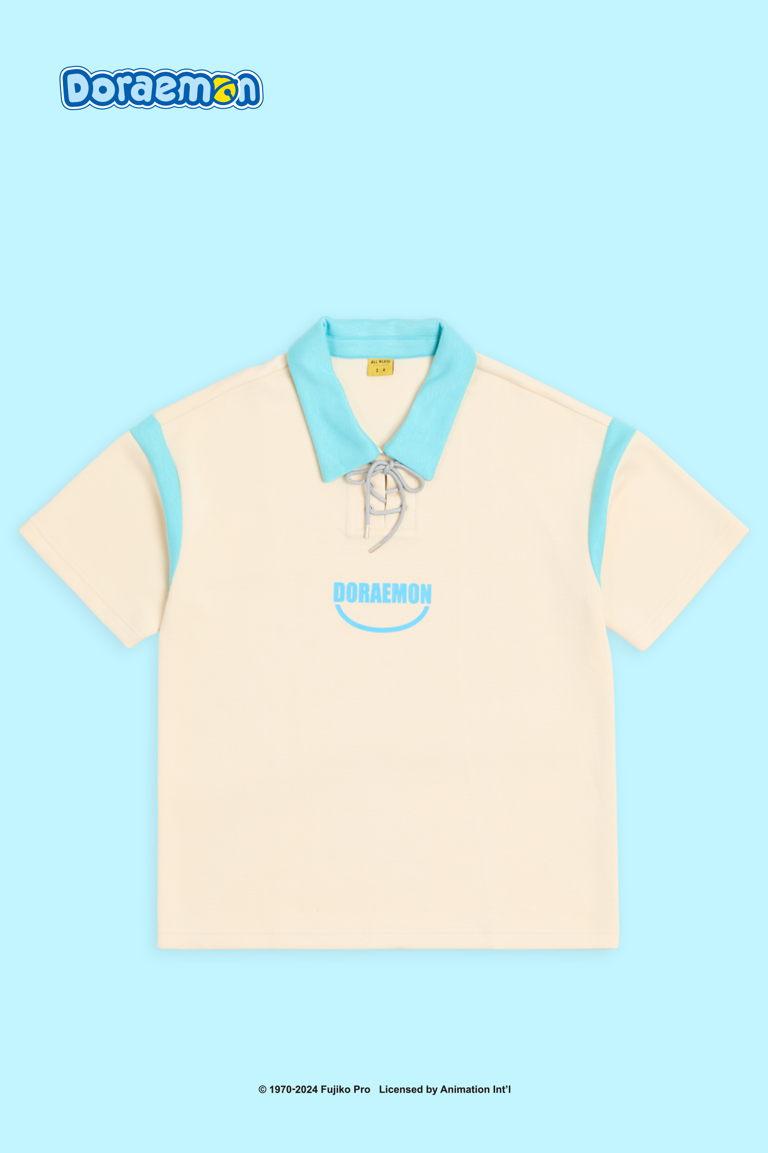 哆啦A夢 綁繩半開襟短袖上衣