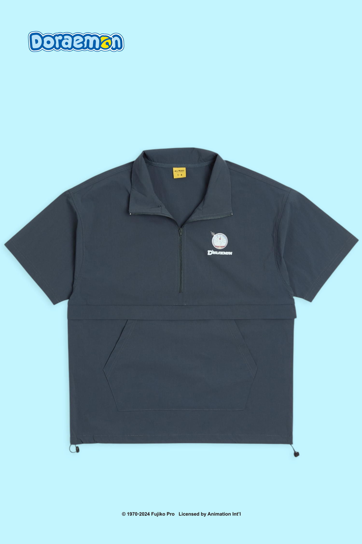 哆啦A夢 半開襟大口袋短袖上衣