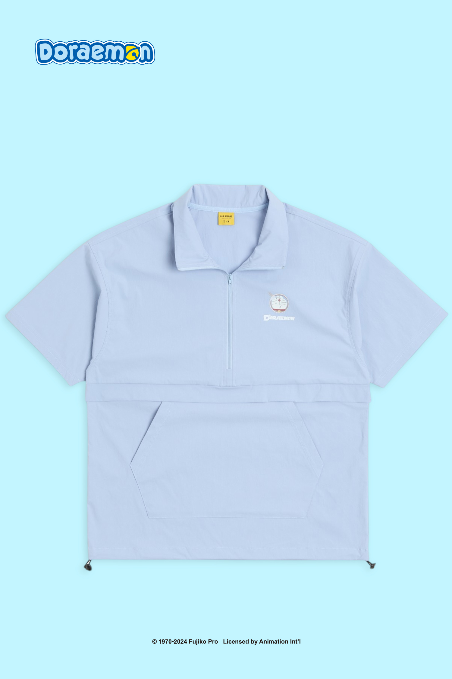 哆啦A夢 半開襟大口袋短袖上衣