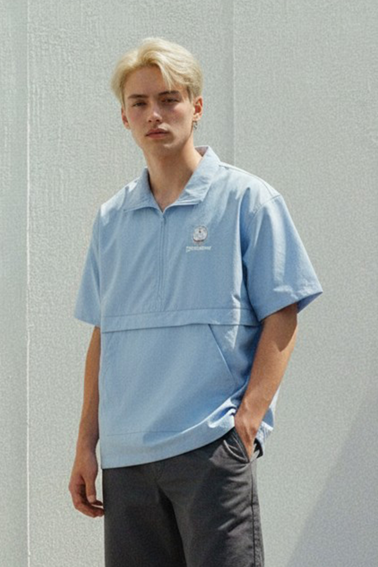 哆啦A夢 半開襟大口袋短袖上衣