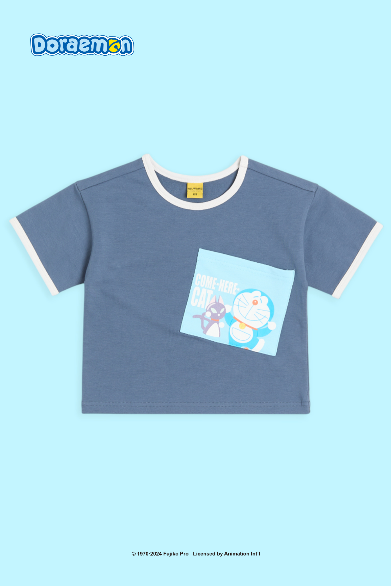 哆啦A夢 撞色口袋短袖上衣(童)