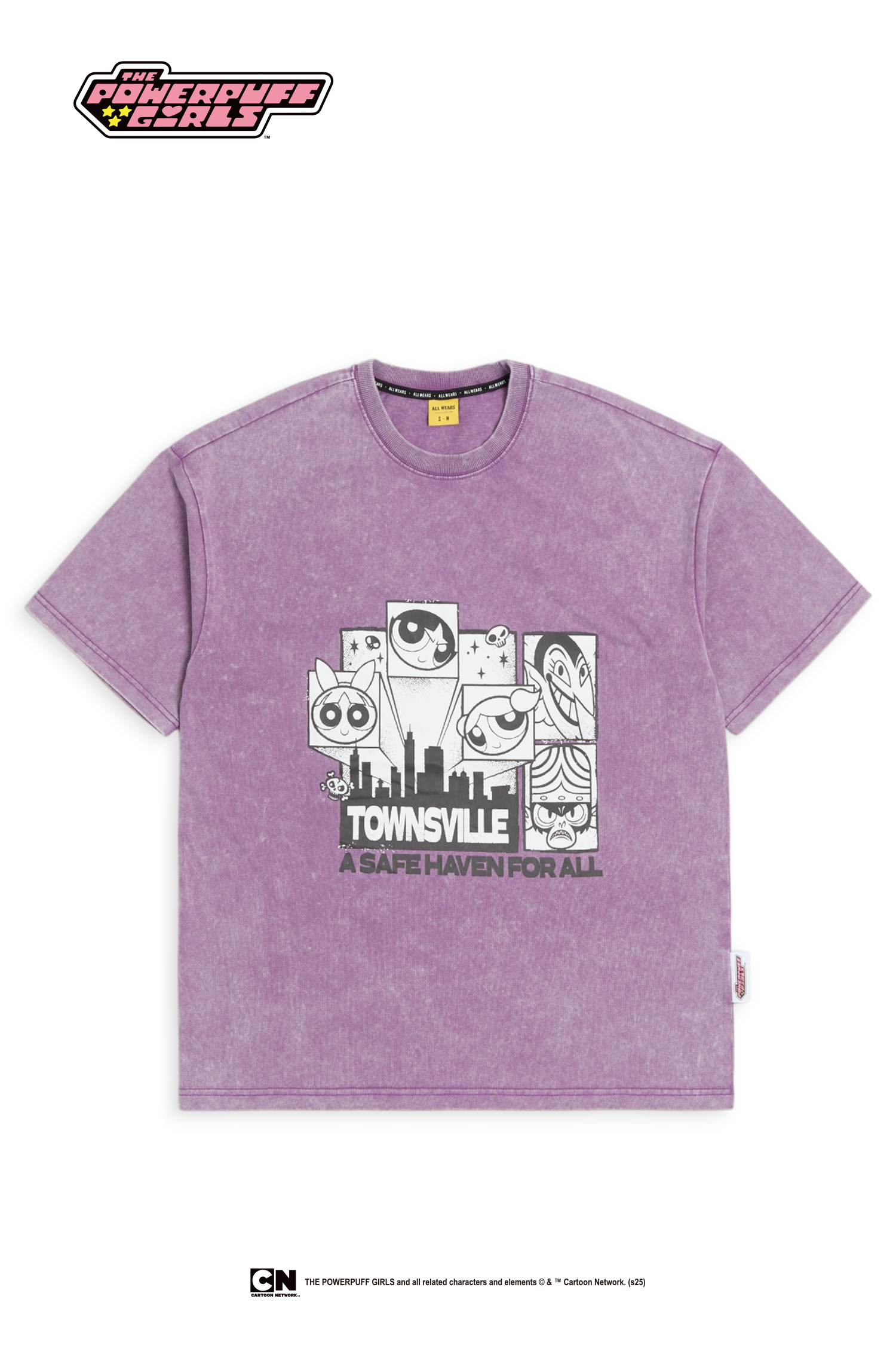 飛天小女警 水洗黑白印花短袖上衣