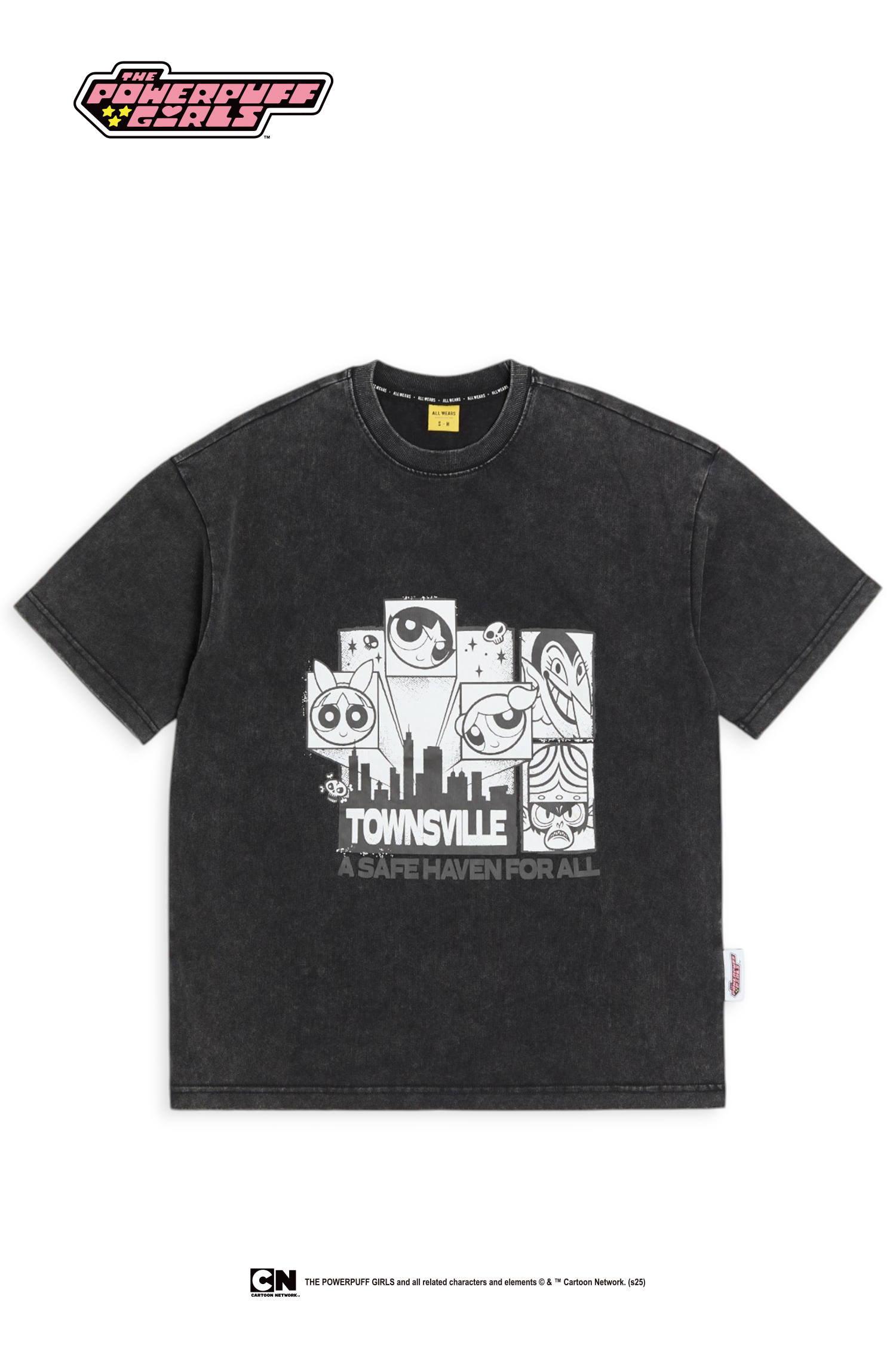 飛天小女警 水洗黑白印花短袖上衣