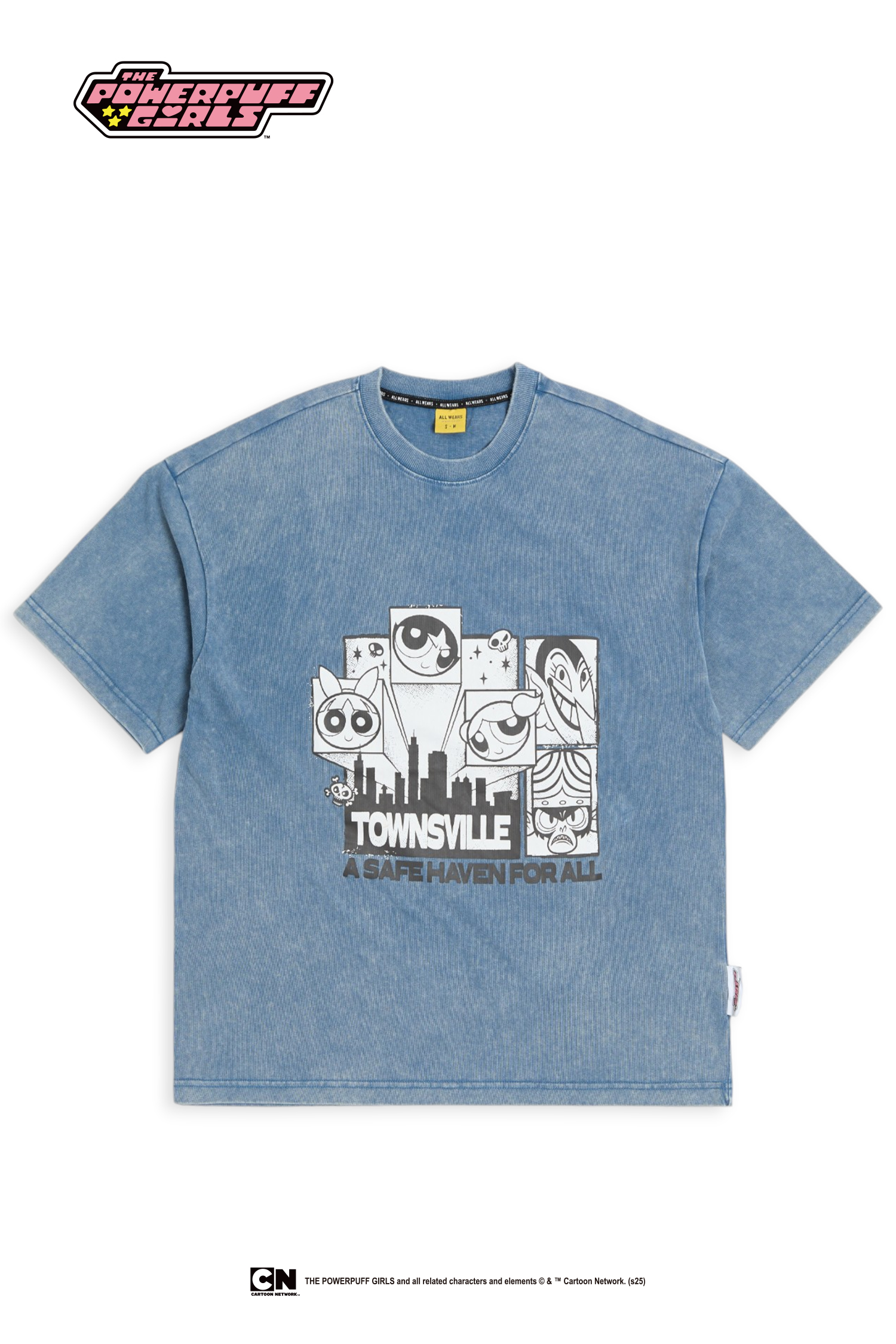 飛天小女警 水洗黑白印花短袖上衣