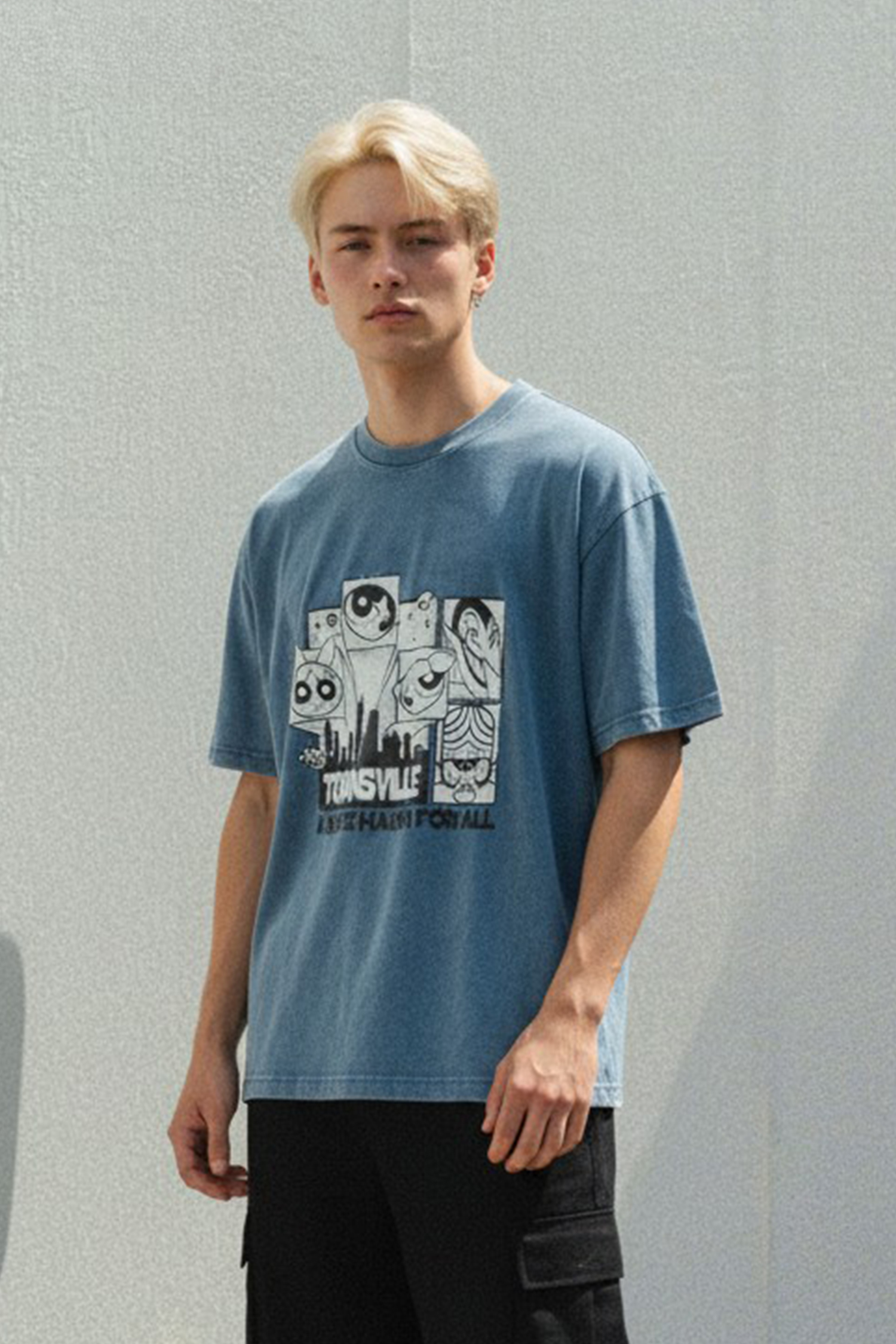 飛天小女警 水洗黑白印花短袖上衣