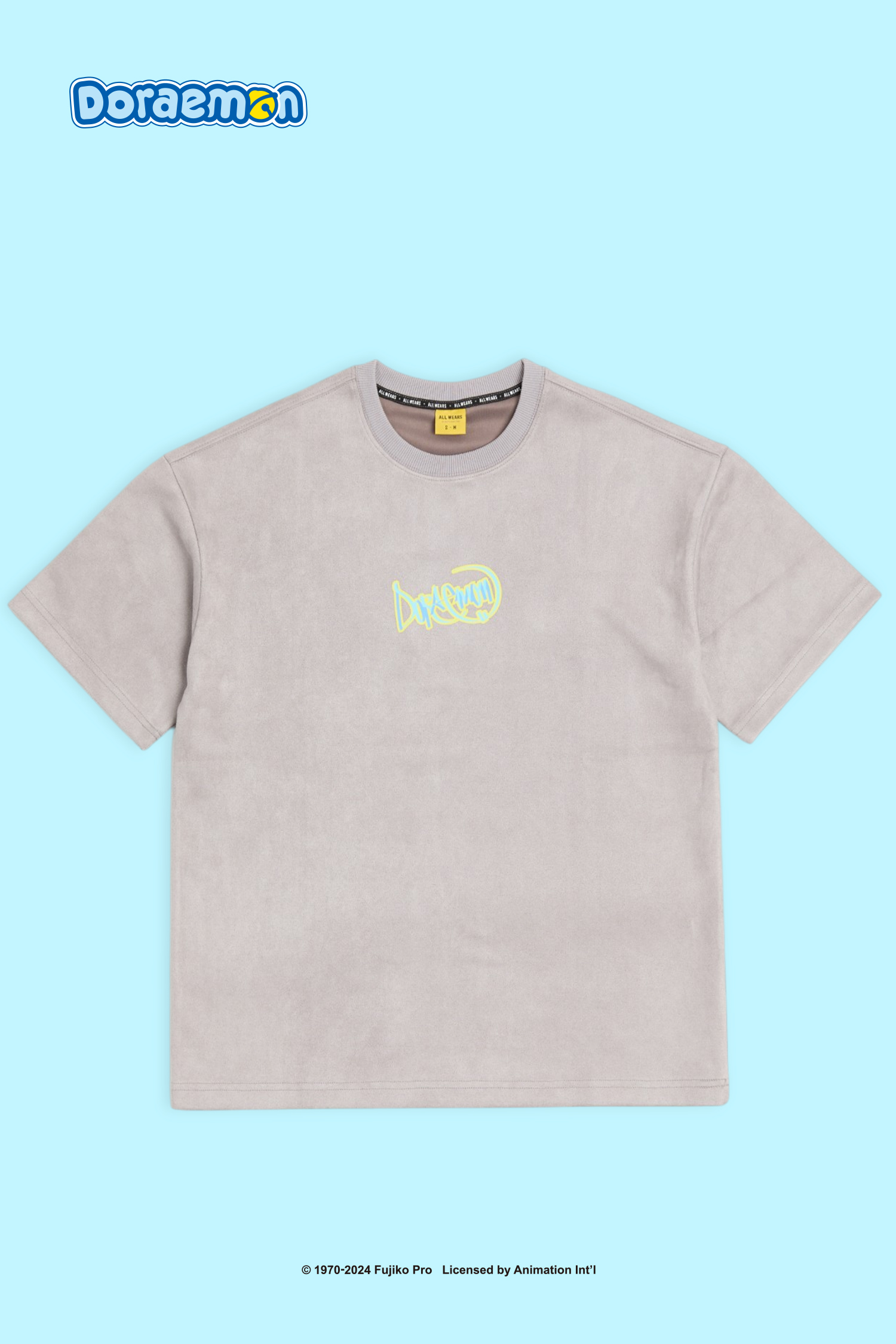 哆啦A夢 街頭滑板 麂皮短袖上衣