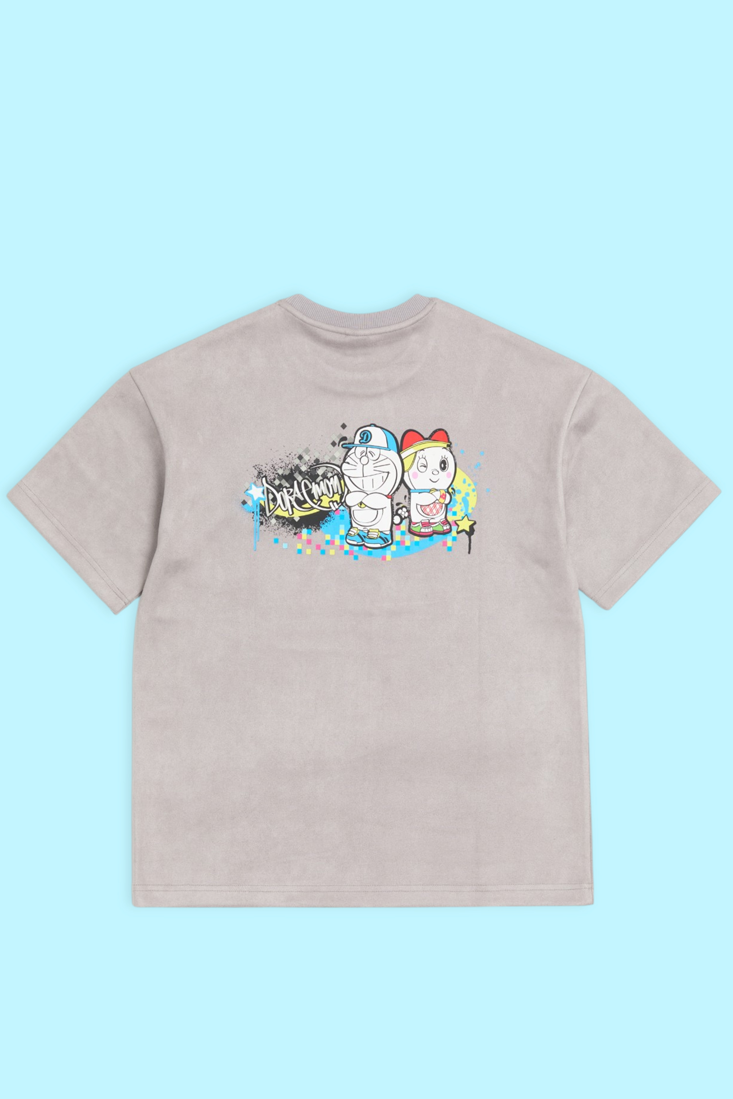 哆啦A夢 街頭滑板 麂皮短袖上衣