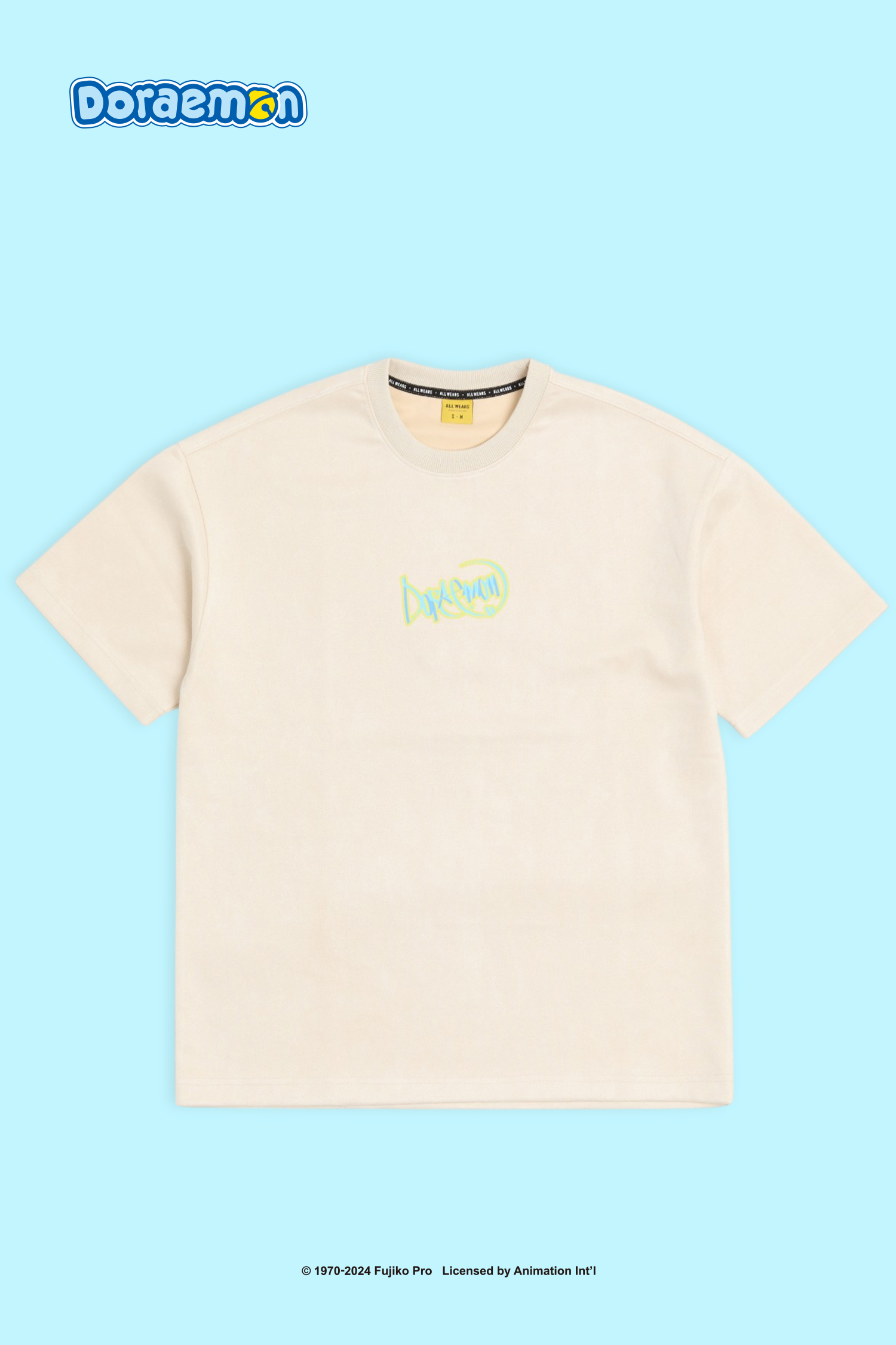 哆啦A夢 街頭滑板 麂皮短袖上衣