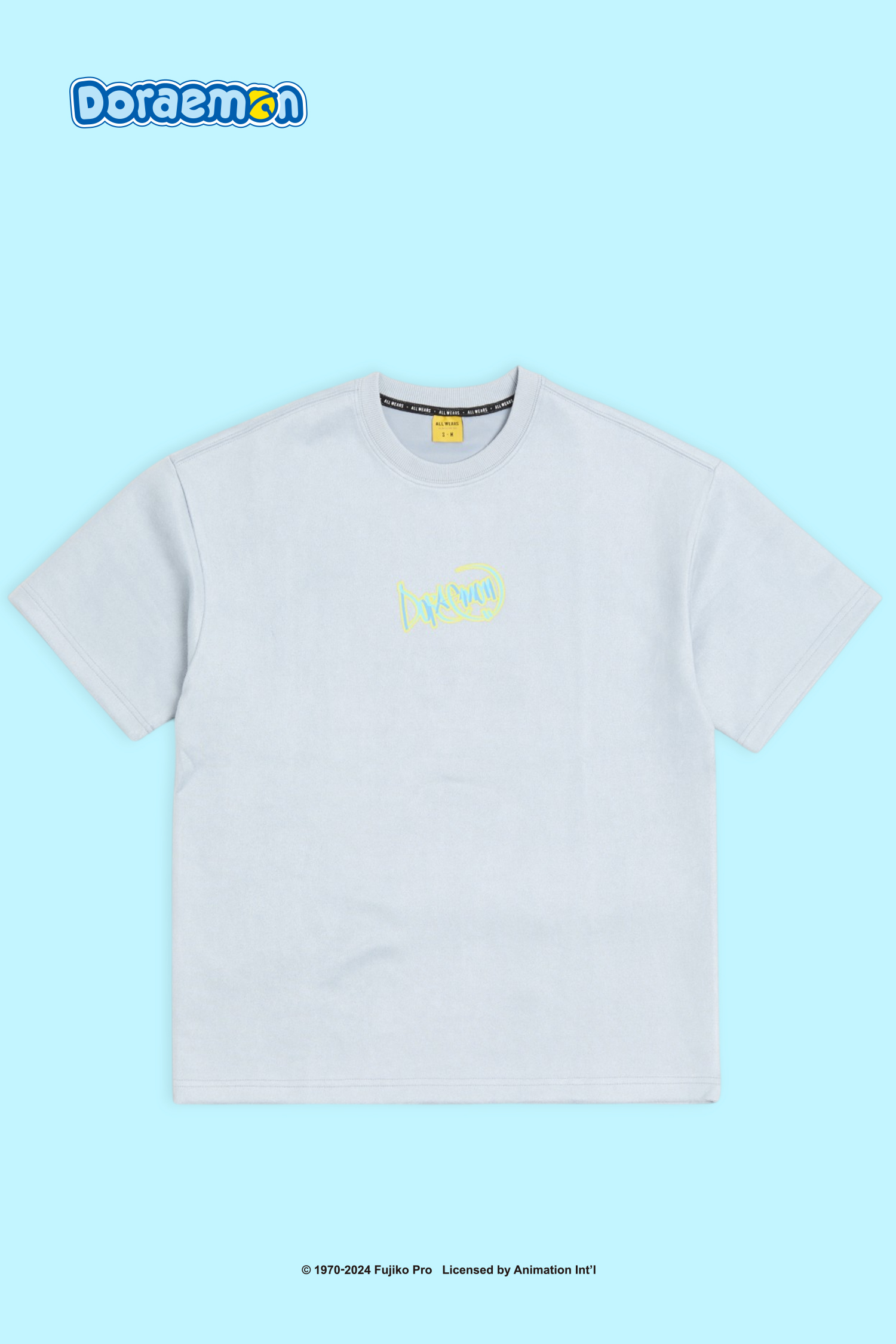 哆啦A夢 街頭滑板 麂皮短袖上衣