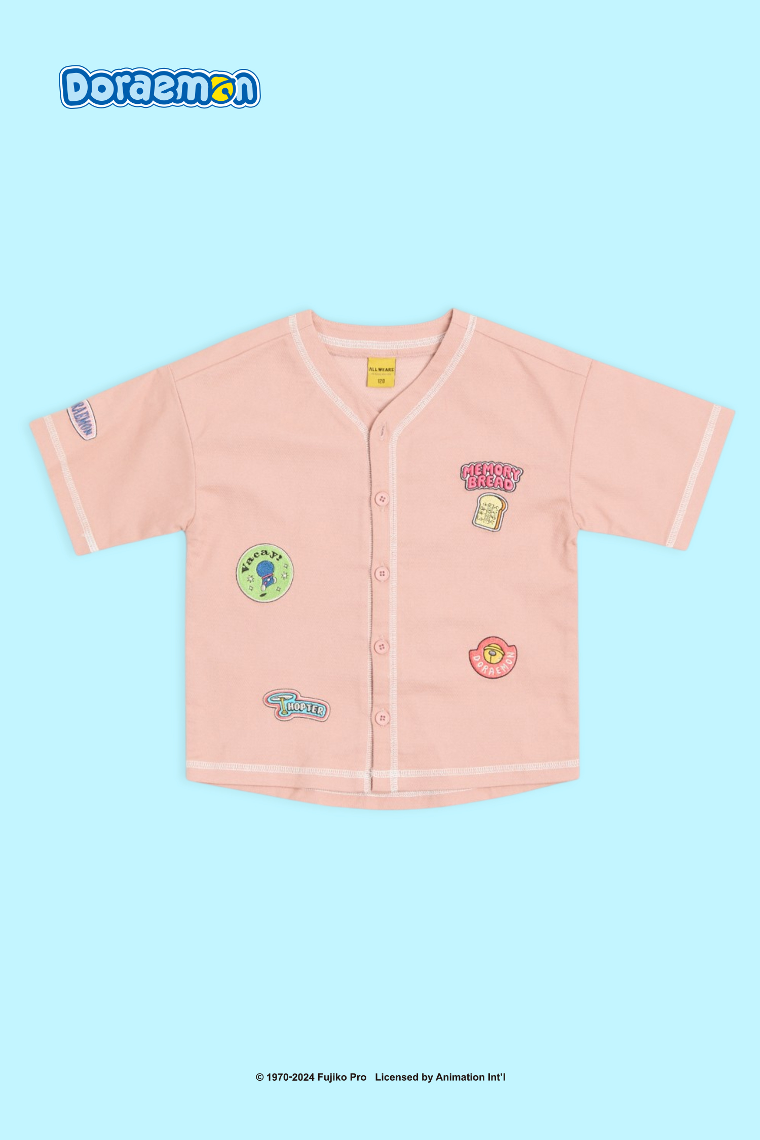 哆啦A夢 棒球短袖上衣(童)