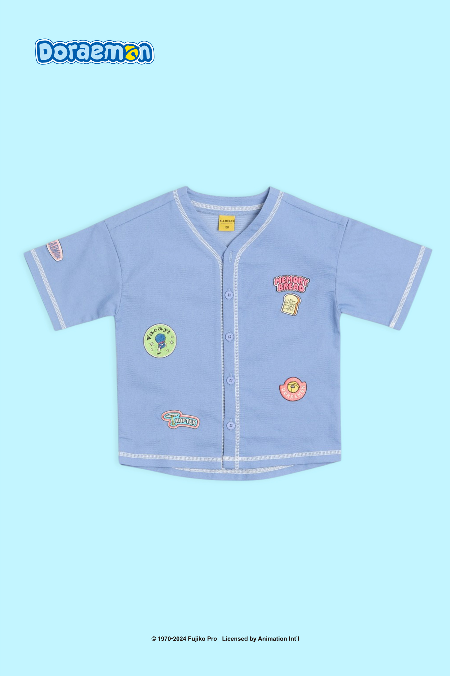 哆啦A夢 棒球短袖上衣(童)