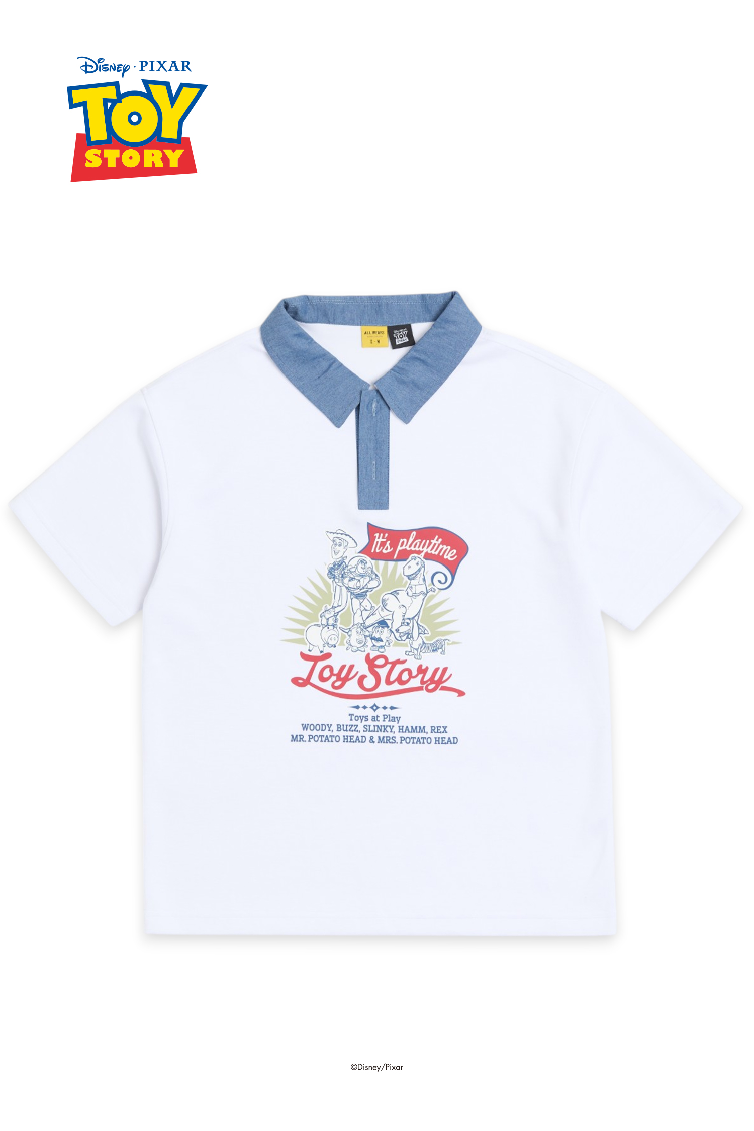 玩具總動員 異材質半開襟短袖上衣