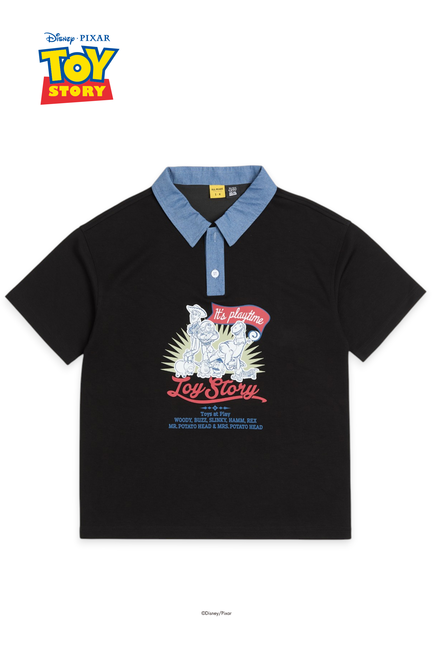 玩具總動員 異材質半開襟短袖上衣