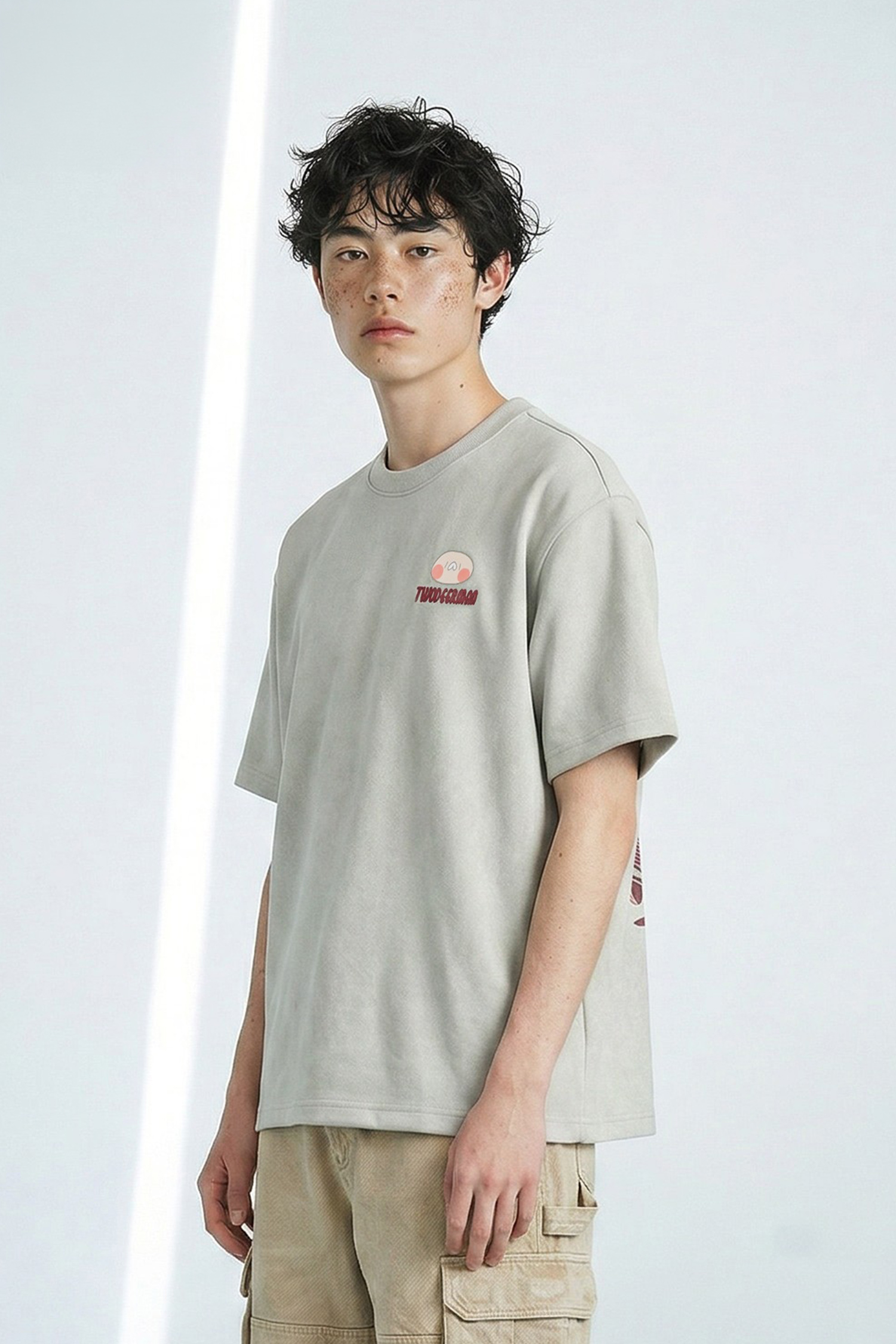 鹿人與泥鰍 麂皮印花短袖上衣