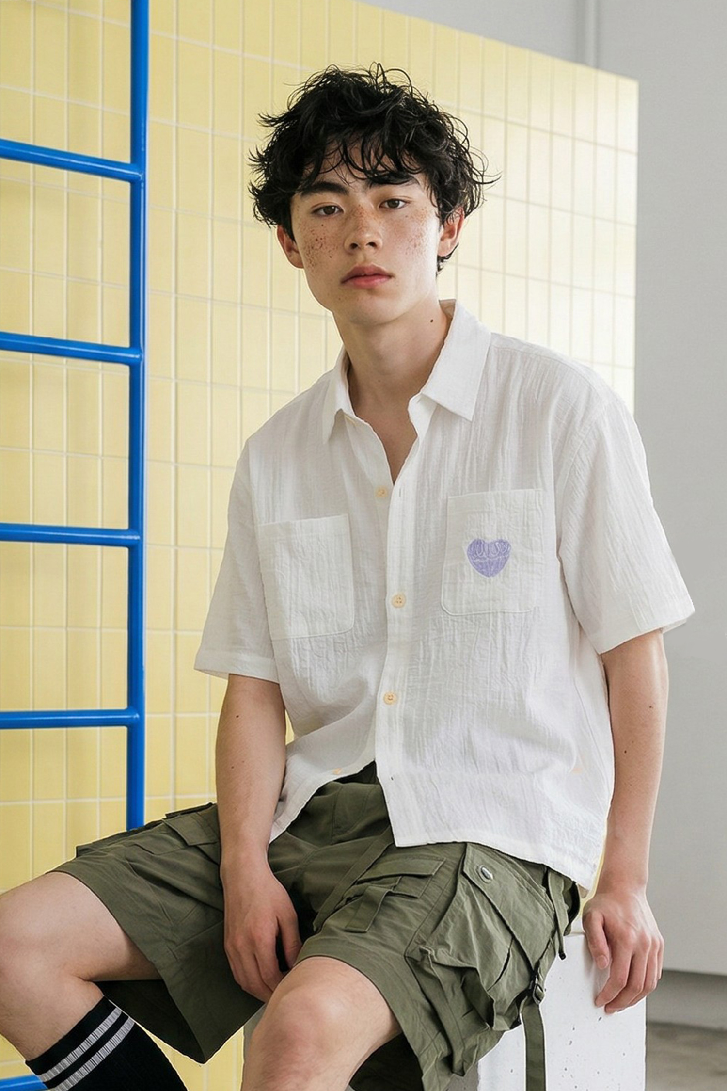 鹿人與泥鰍 泡泡紗短袖襯衫