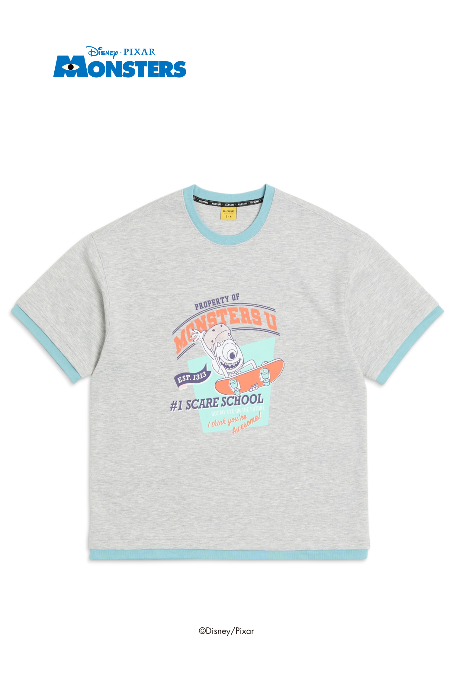 怪獸大學 撞色假兩件短袖上衣