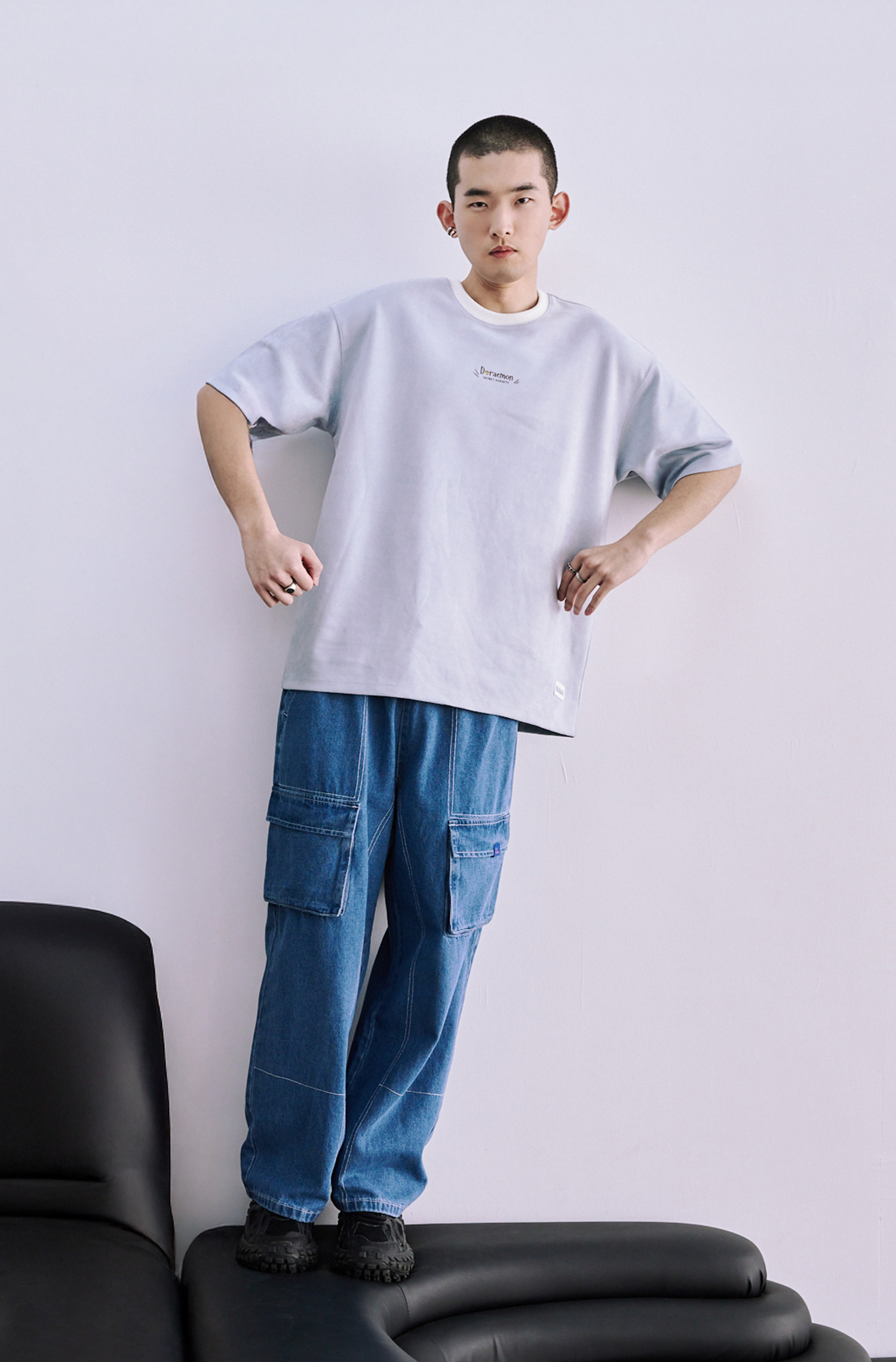 ALL WEARS 明線大口袋牛仔長褲