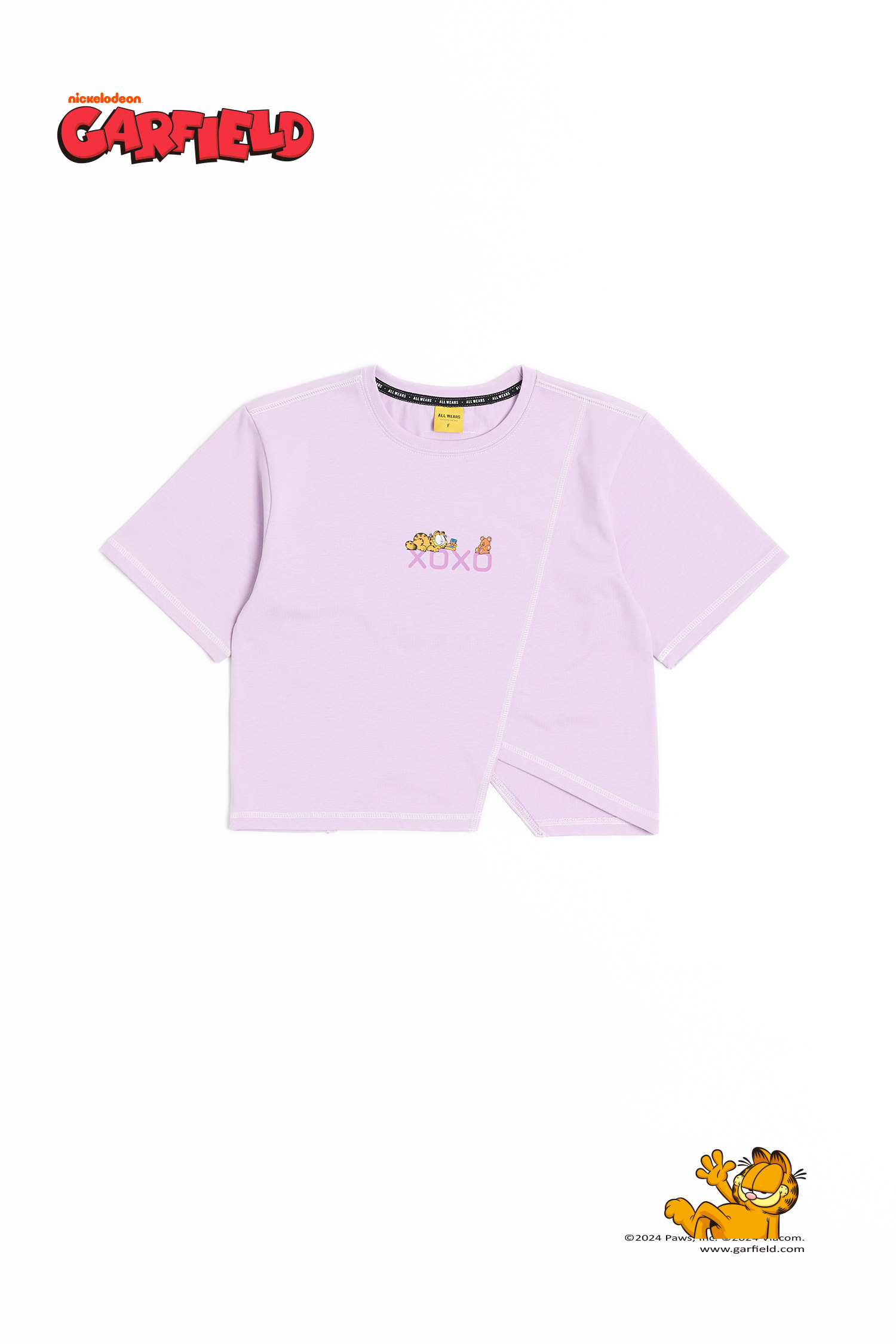 加菲貓 熊熊玩偶 撞色爬線短袖上衣(女)