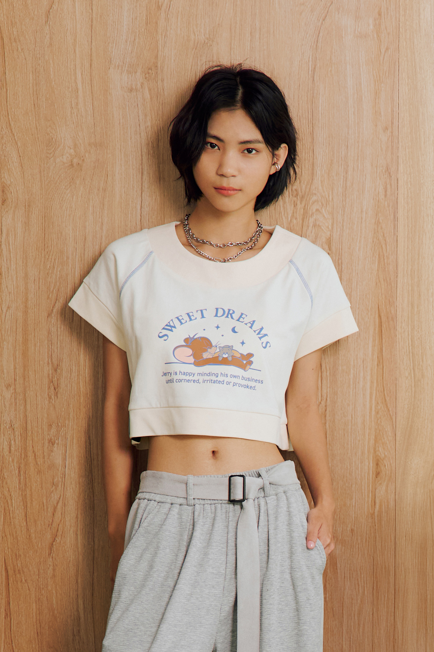 TOM AND JERRY 寬短版印花短袖上衣(女)