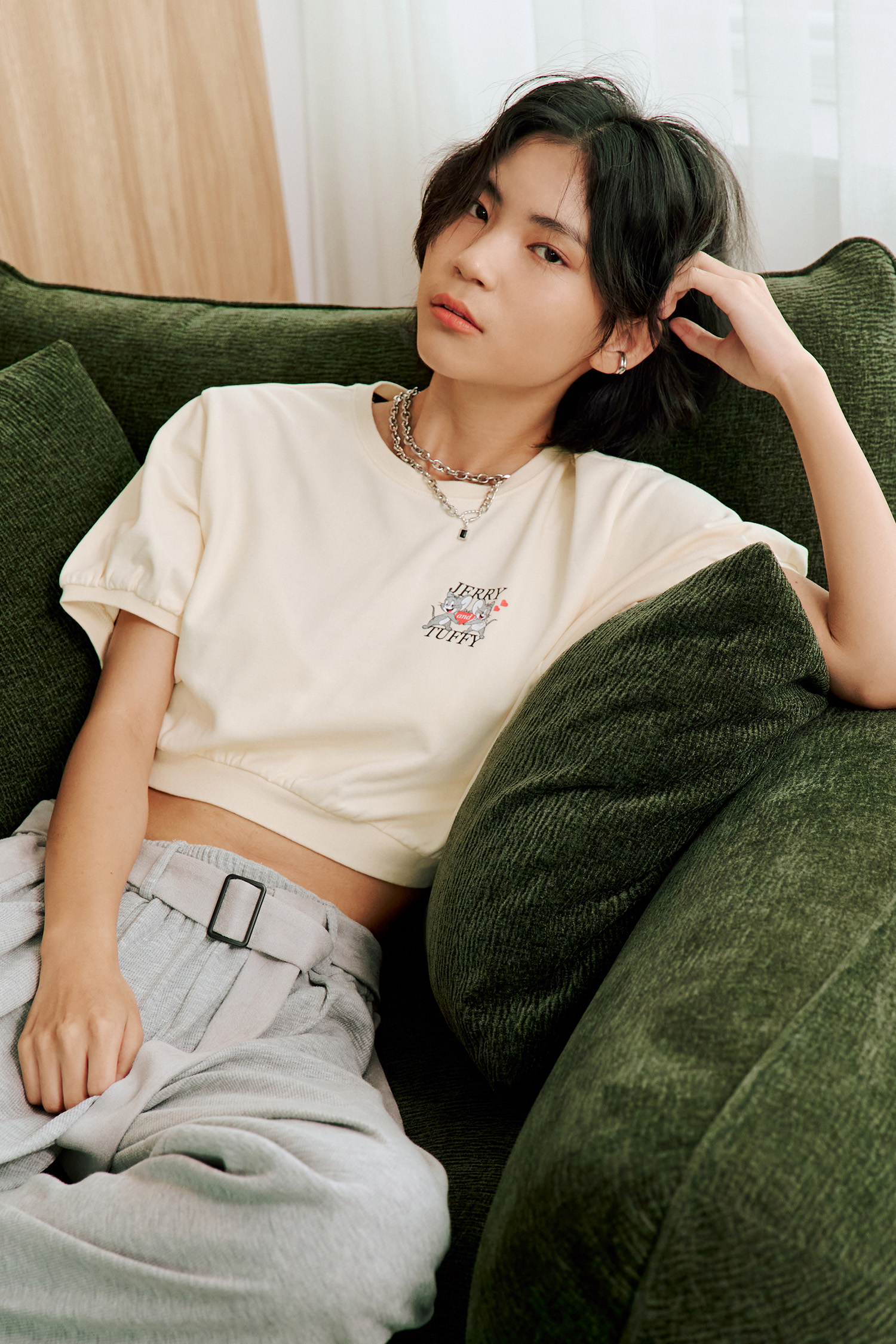 TOM AND JERRY 縮腰印花短袖上衣(女)