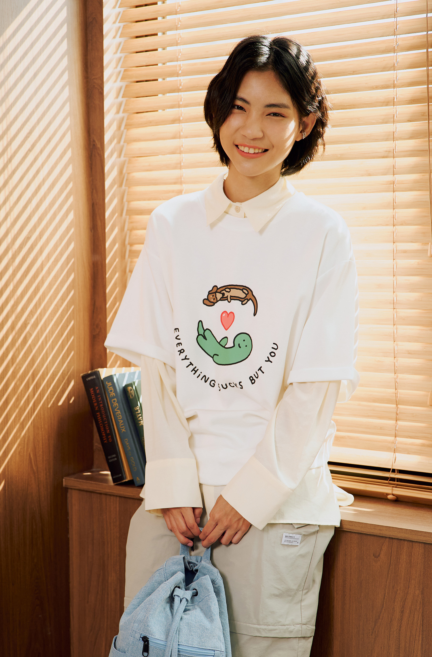 JOGUMAN 太空棉印花短袖上衣(女)