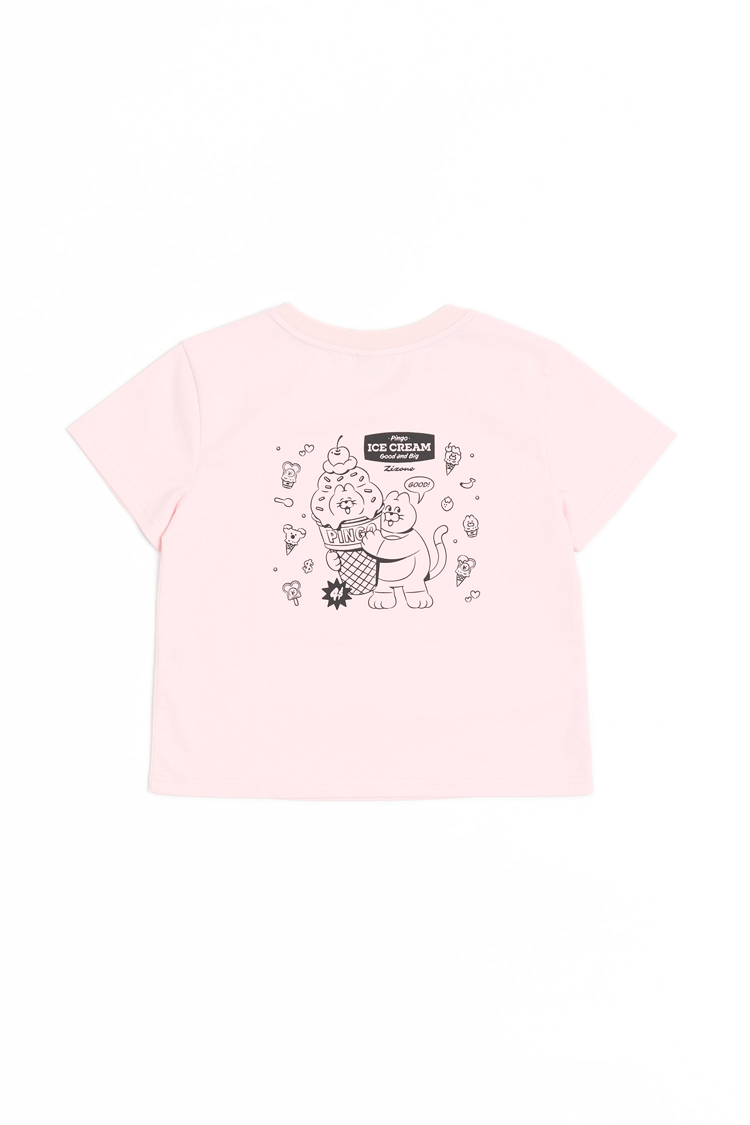 ZIZONE 打摺磨破短袖上衣(女)