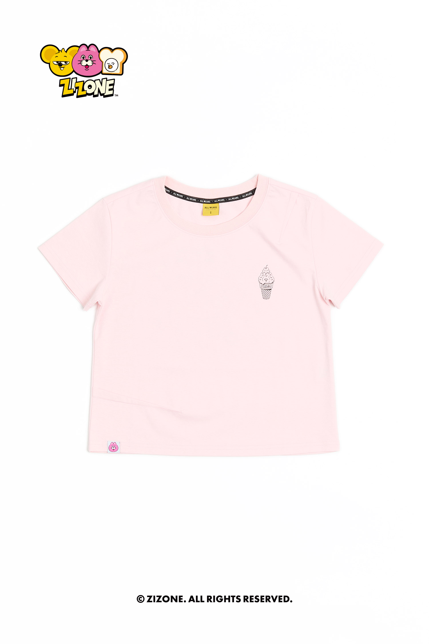 ZIZONE 打摺磨破短袖上衣(女)