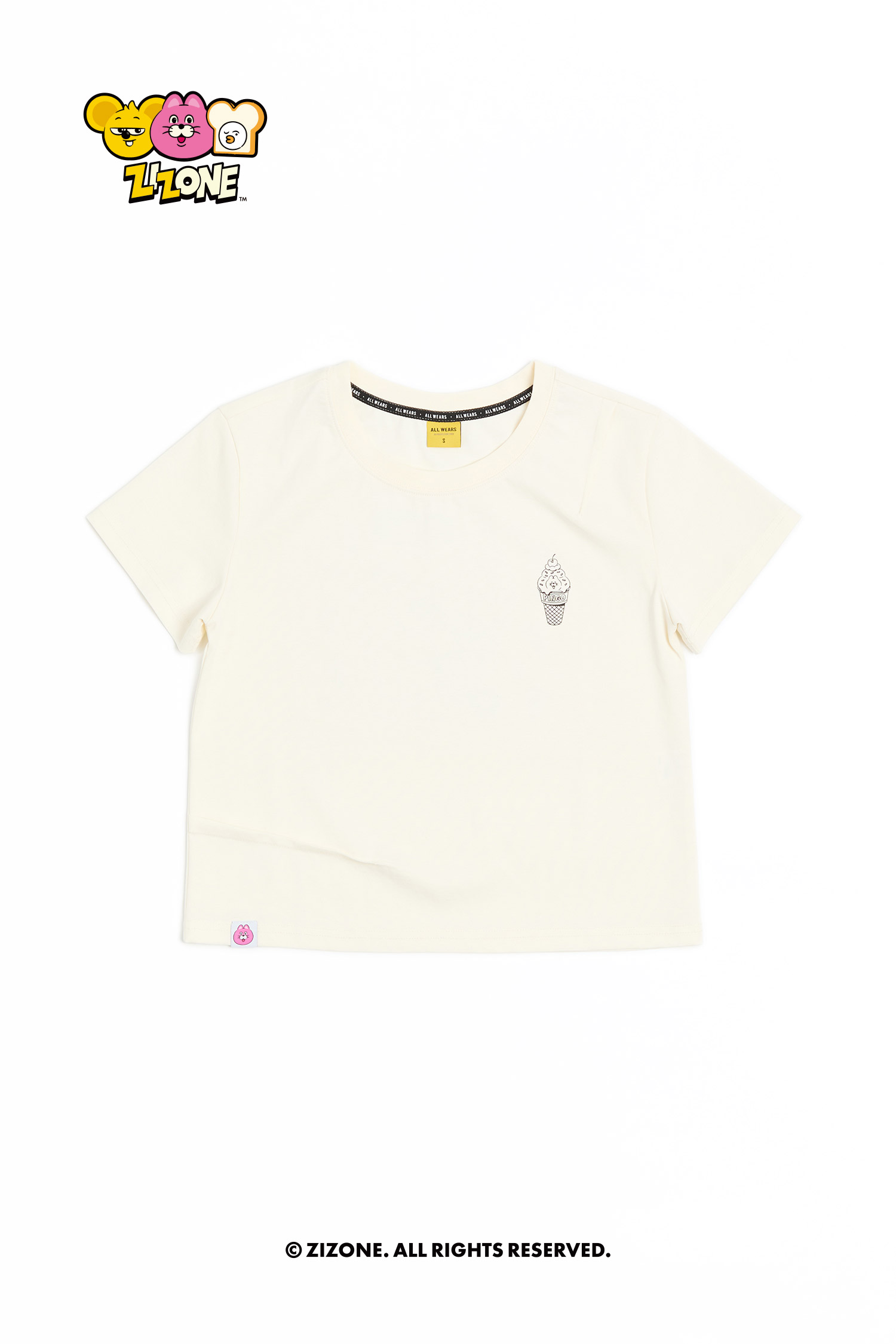 ZIZONE 打摺磨破短袖上衣(女)