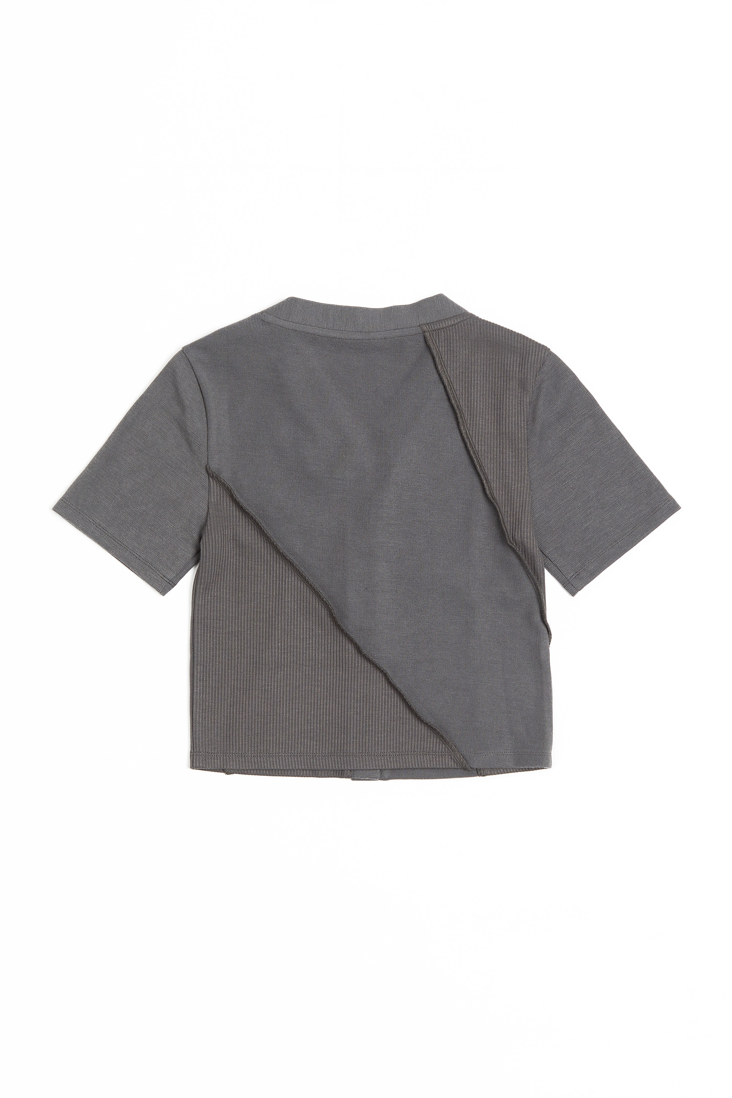 YOSISTAMP 異材質拼接短袖上衣(女)