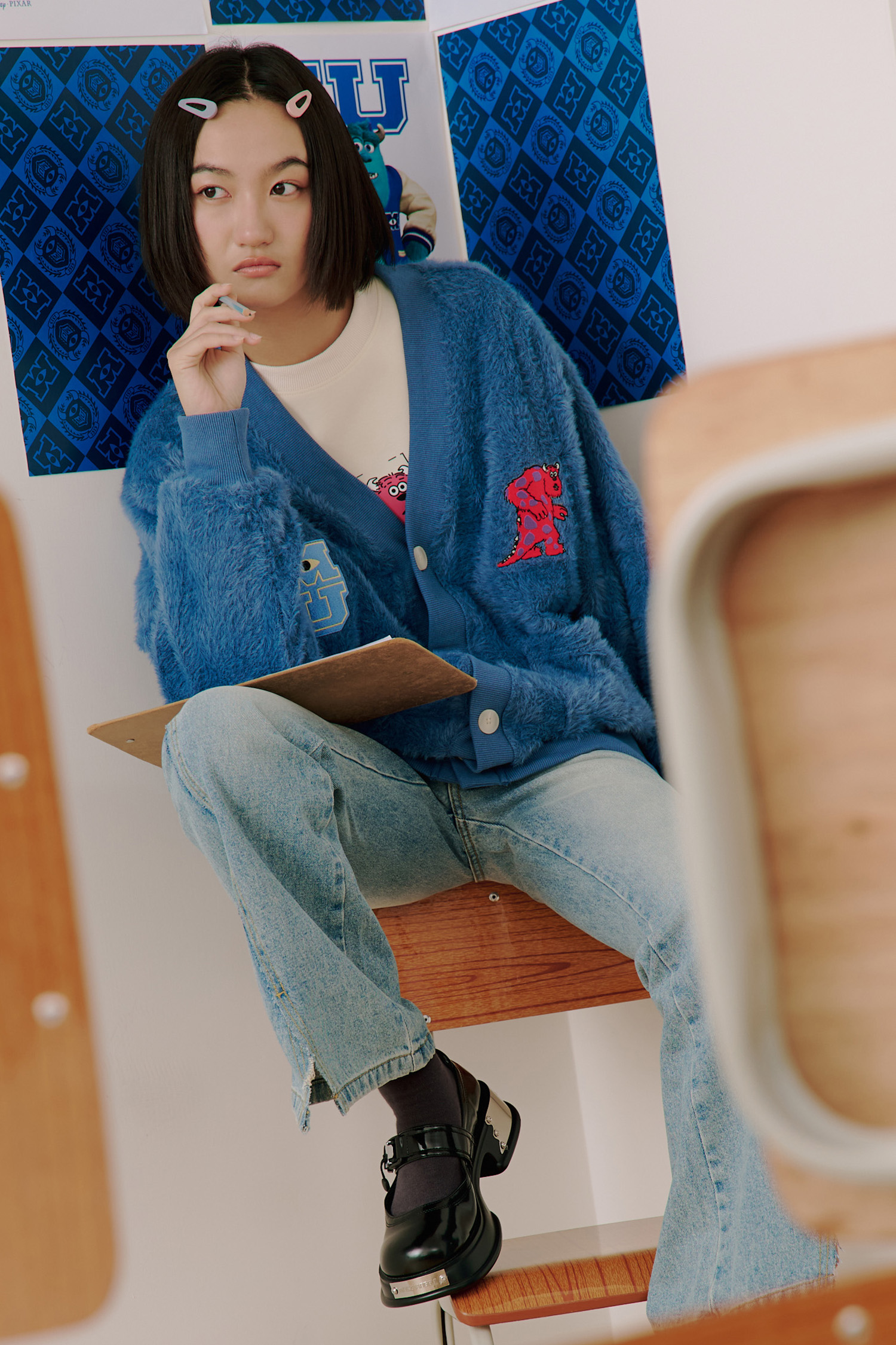 怪獸大學 毛毛開襟針織外套(女)