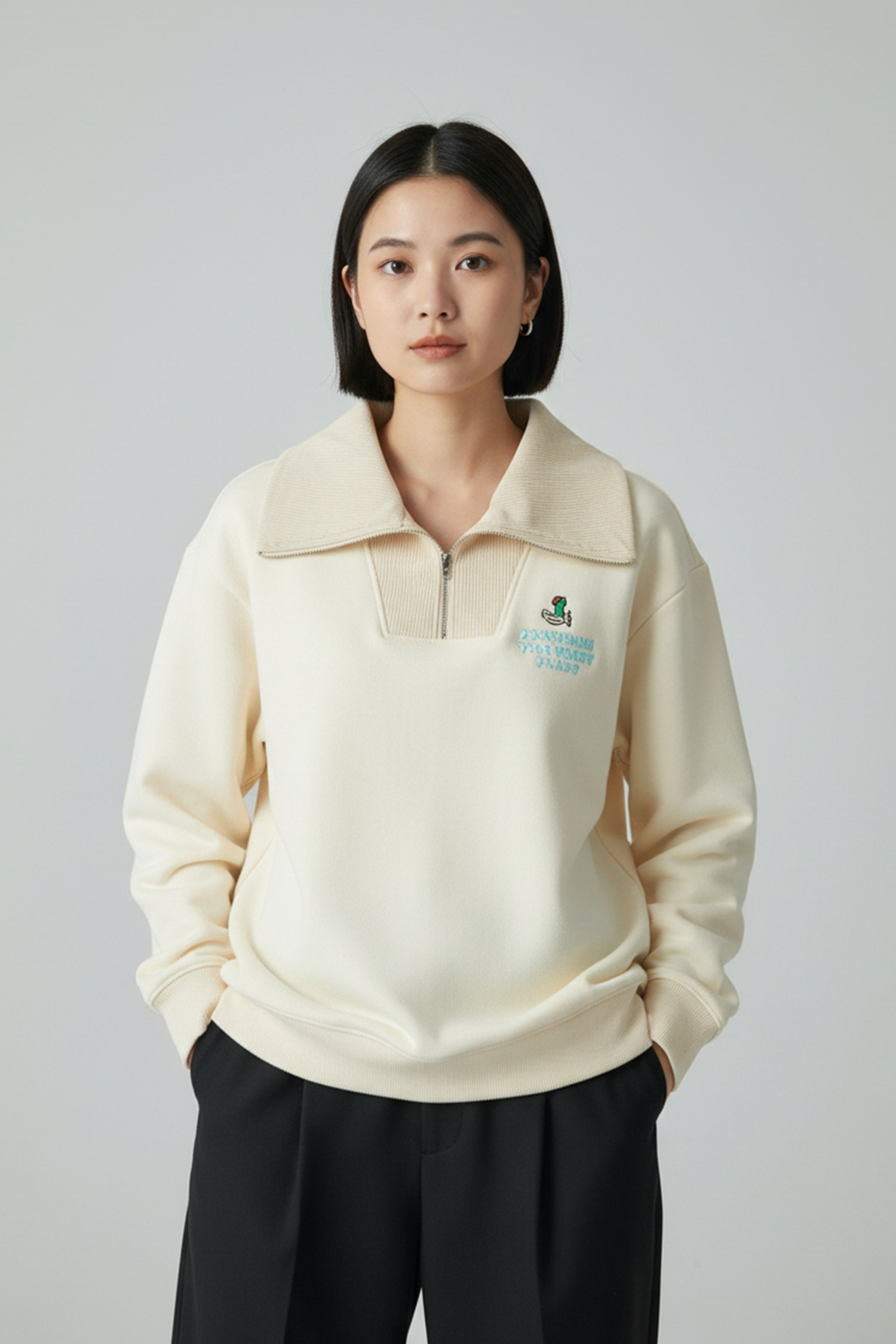 JOGUMAN 半開襟刷毛長袖上衣(女)