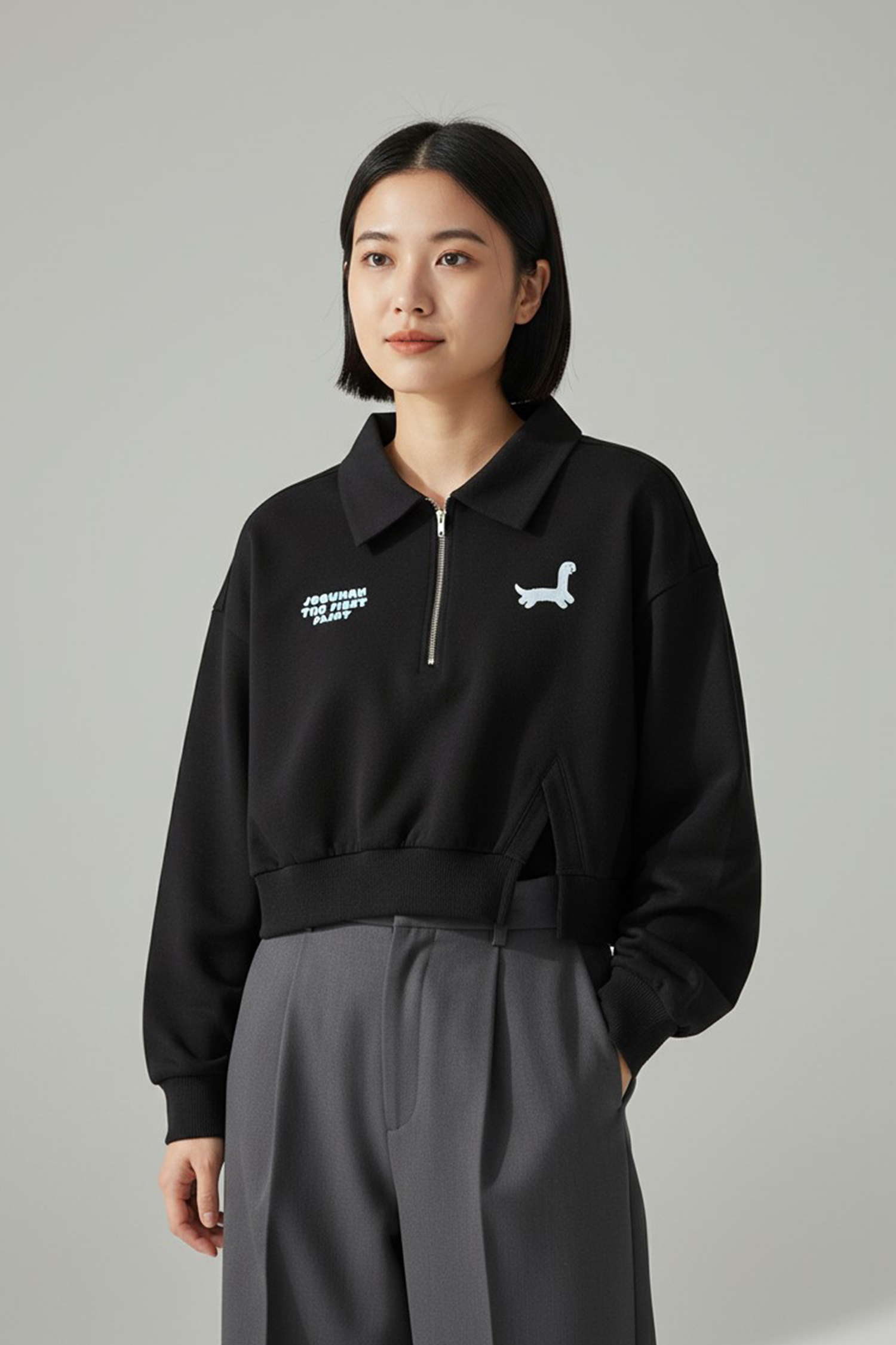 JOGUMAN 半開襟刷毛長袖上衣(女)