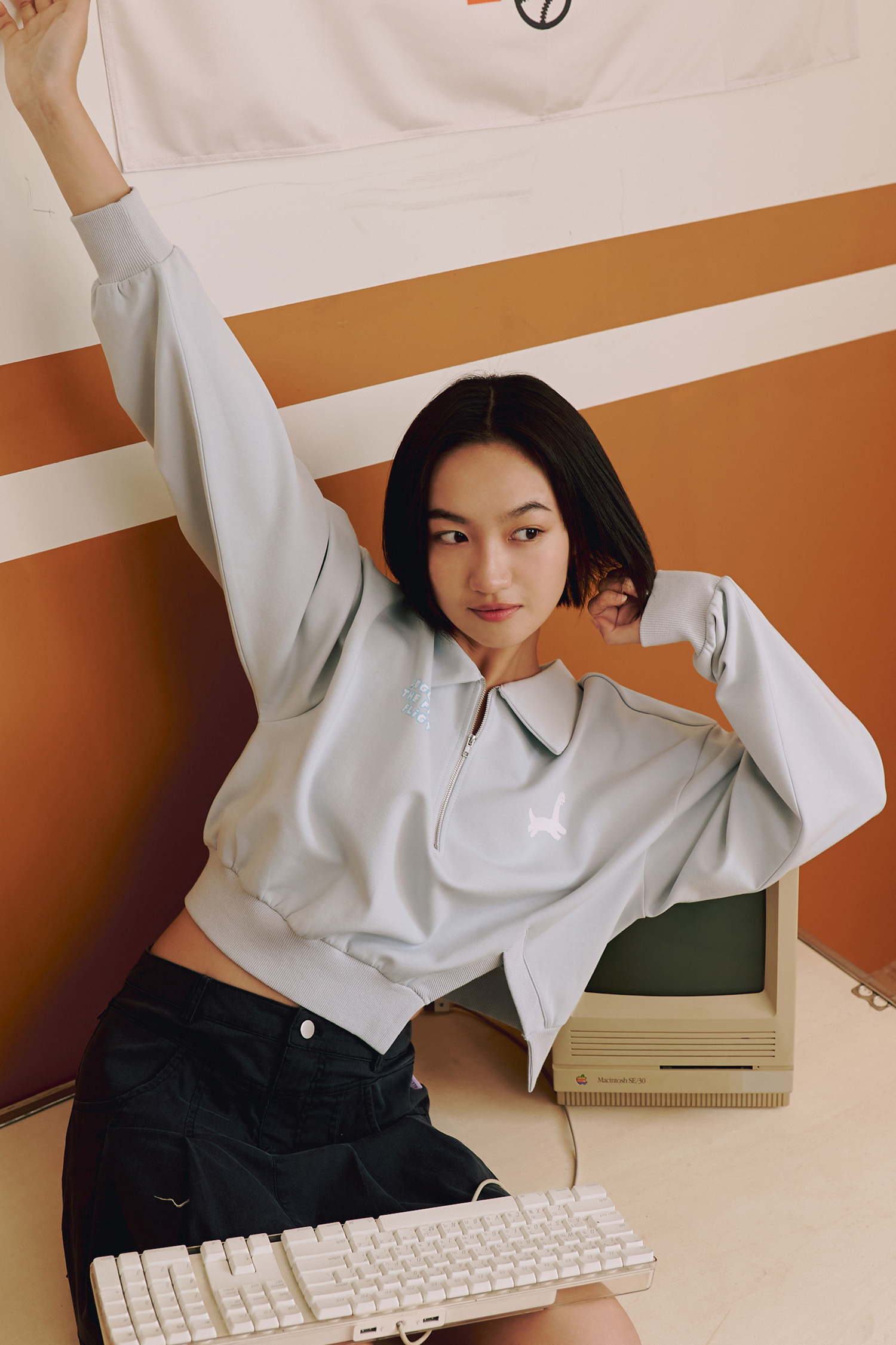 JOGUMAN 半開襟刷毛長袖上衣(女)